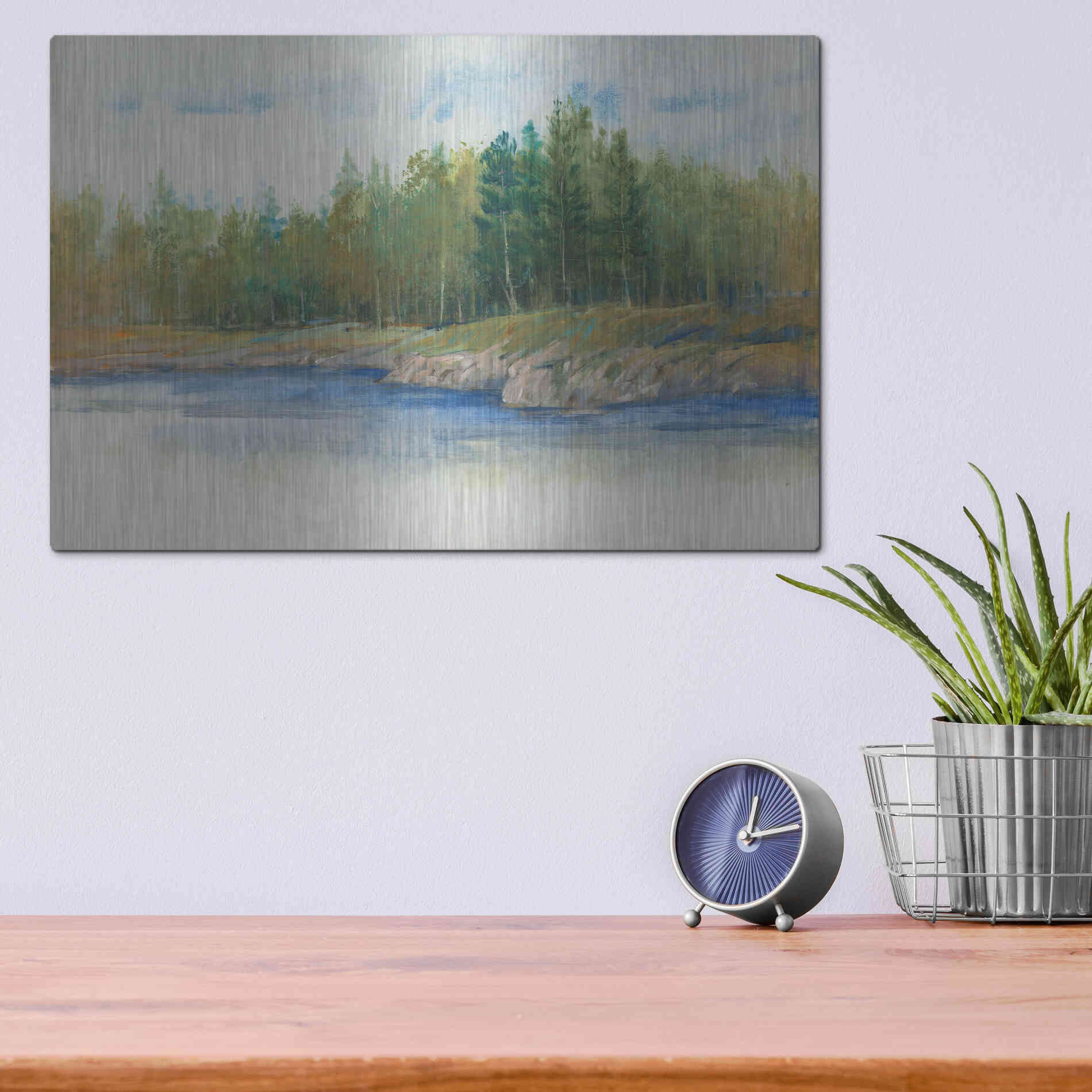 Luxe Metal Art 'From the Banks II' by Tim O'Toole, Metal Wall Art,16x12