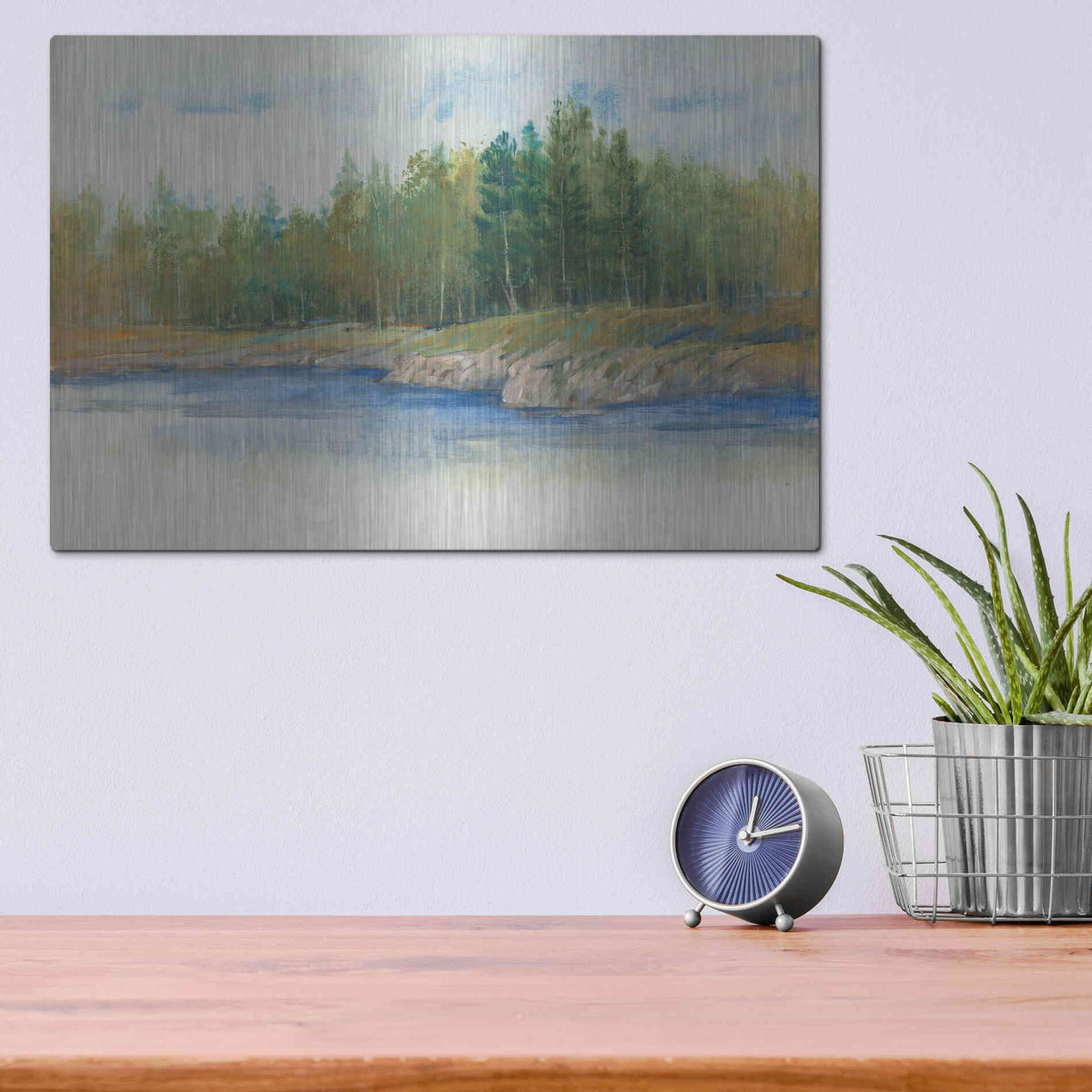 Luxe Metal Art 'From the Banks II' by Tim O'Toole, Metal Wall Art,16x12
