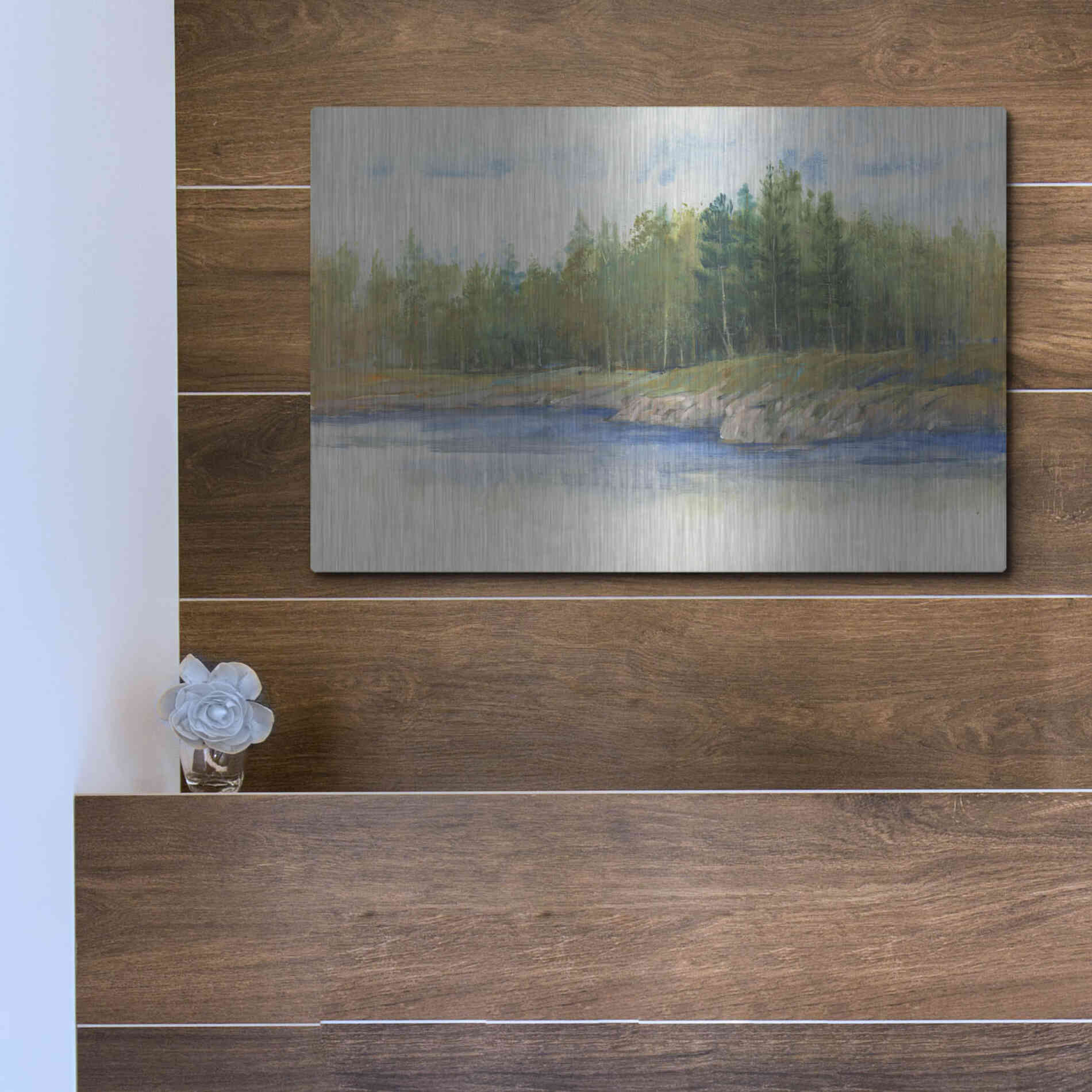 Luxe Metal Art 'From the Banks II' by Tim O'Toole, Metal Wall Art,16x12