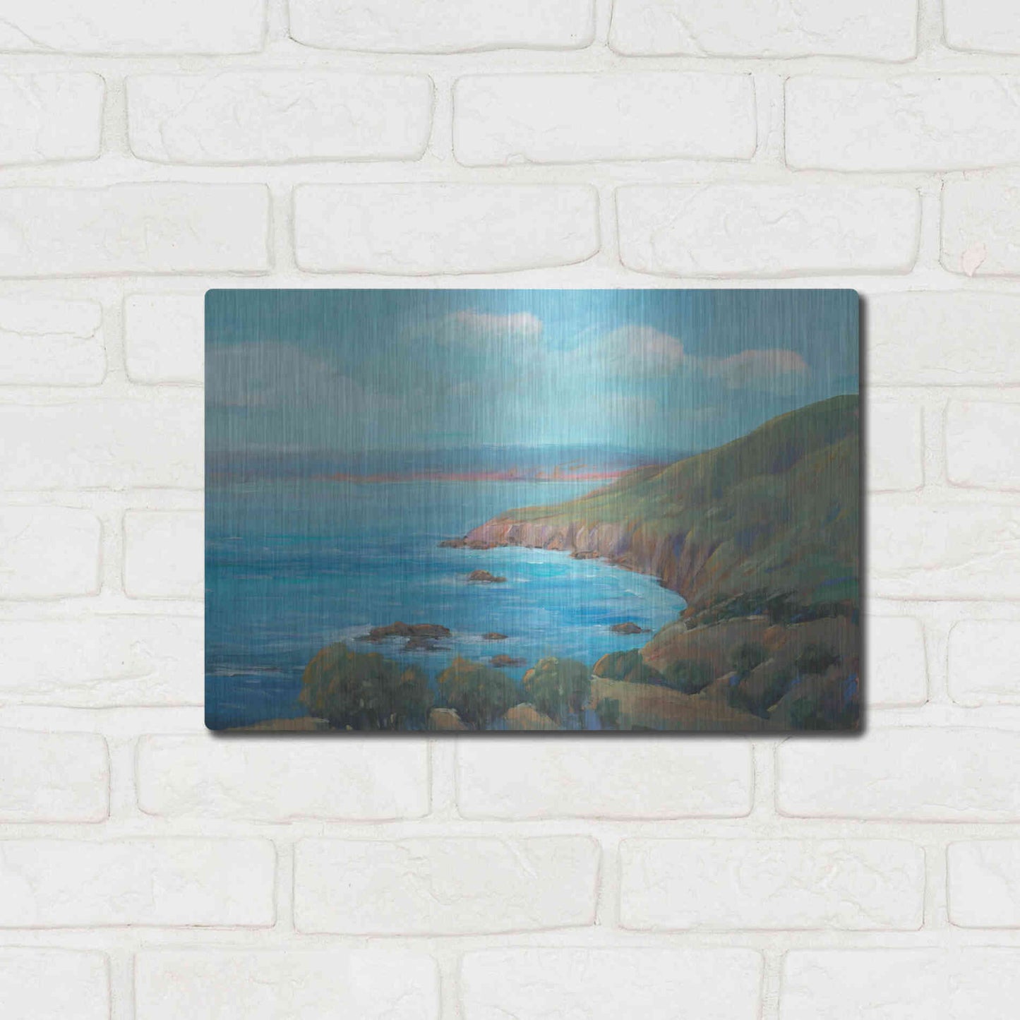 Luxe Metal Art 'Rocky Coastline I' by Tim O'Toole, Metal Wall Art,16x12