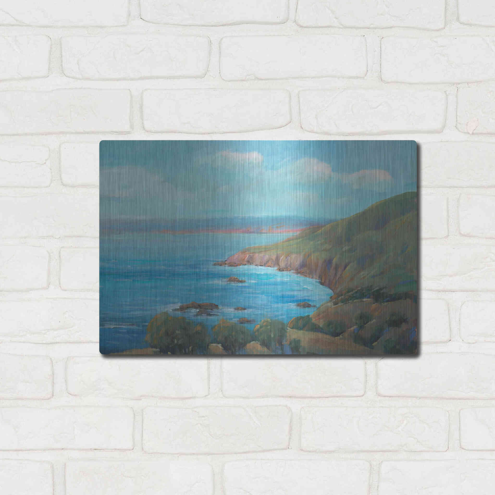 Luxe Metal Art 'Rocky Coastline I' by Tim O'Toole, Metal Wall Art,16x12