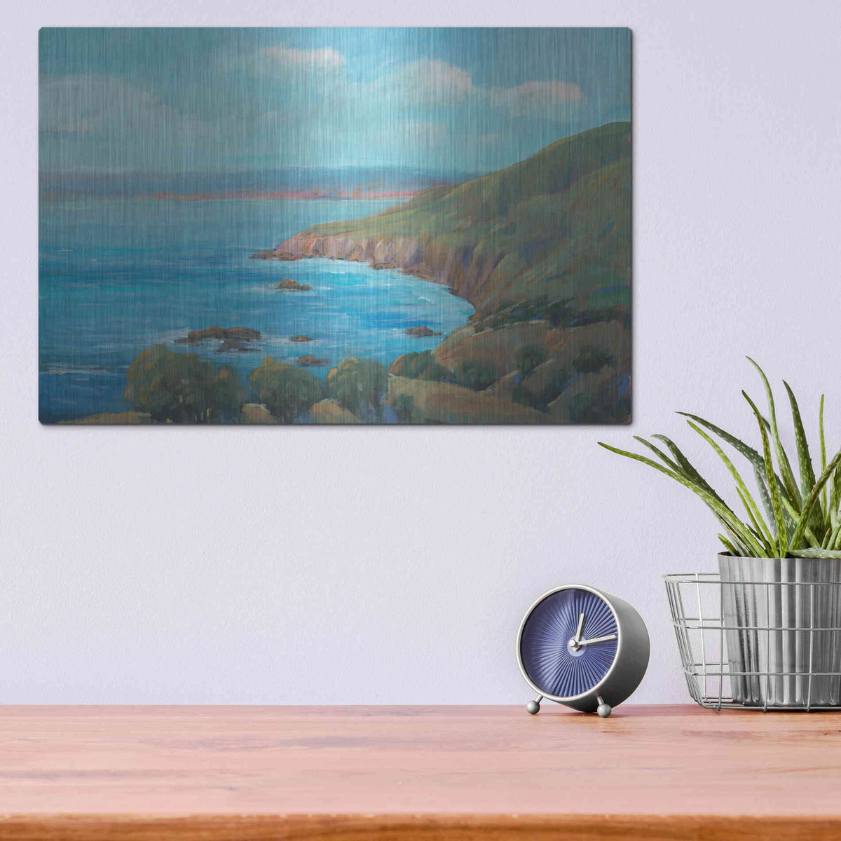 Luxe Metal Art 'Rocky Coastline I' by Tim O'Toole, Metal Wall Art,16x12