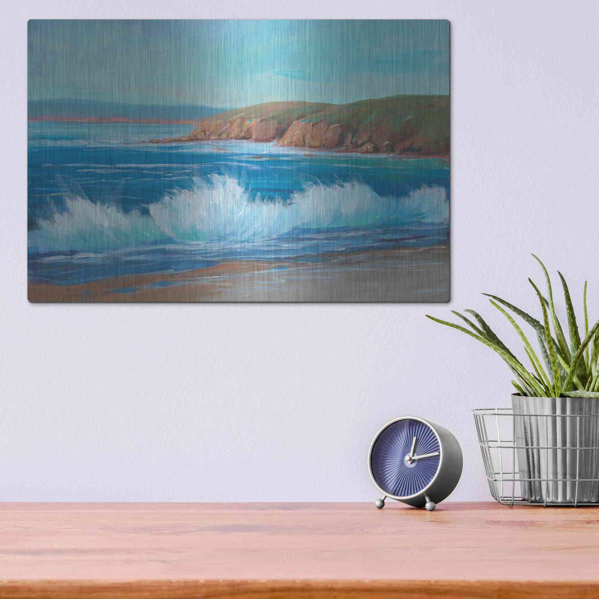 Luxe Metal Art 'Rocky Coastline II' by Tim O'Toole, Metal Wall Art,16x12