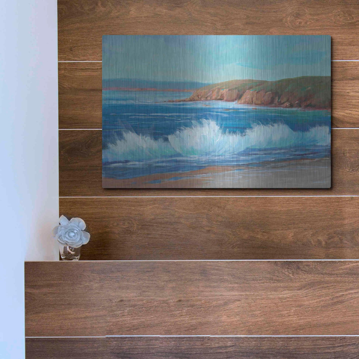 Luxe Metal Art 'Rocky Coastline II' by Tim O'Toole, Metal Wall Art,16x12