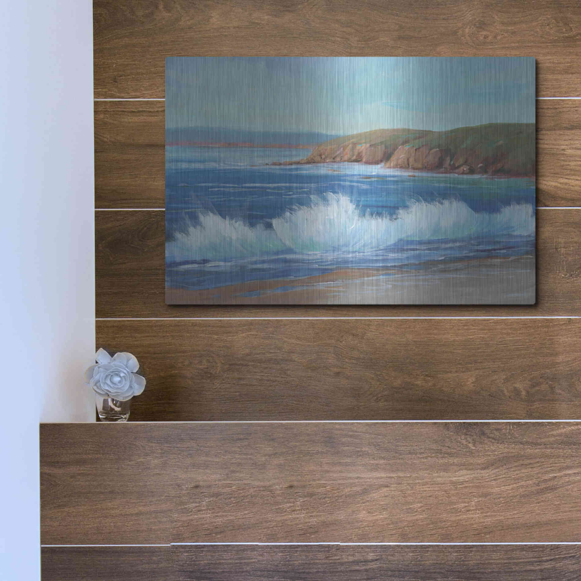 Luxe Metal Art 'Rocky Coastline II' by Tim O'Toole, Metal Wall Art,16x12