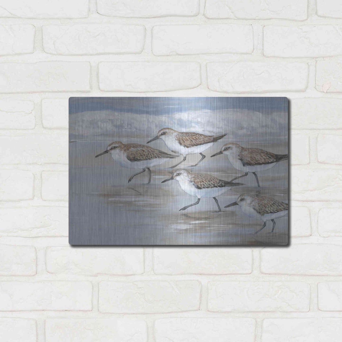 Luxe Metal Art 'Sandpipers I' by Tim O'Toole, Metal Wall Art,16x12