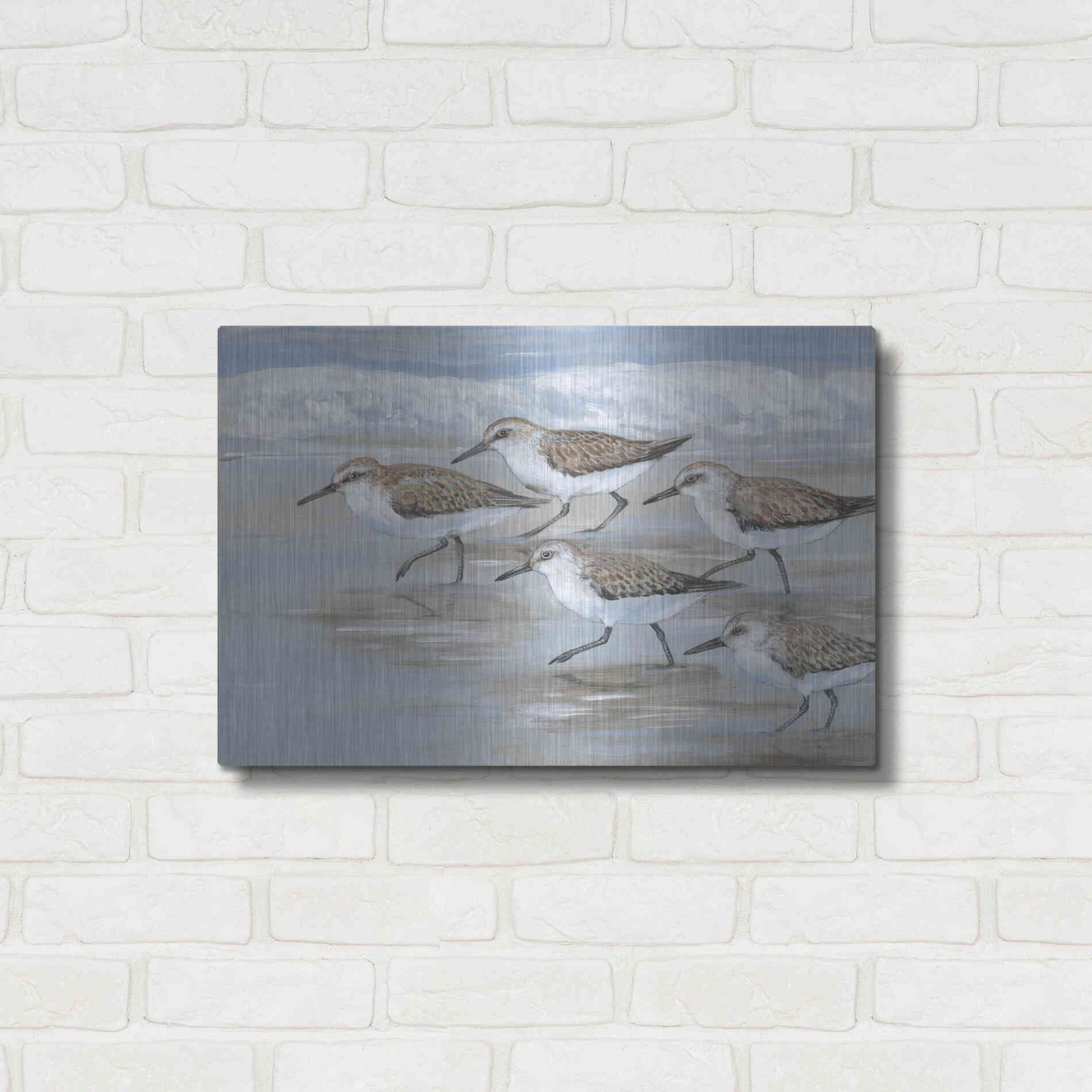 Luxe Metal Art 'Sandpipers I' by Tim O'Toole, Metal Wall Art,24x16