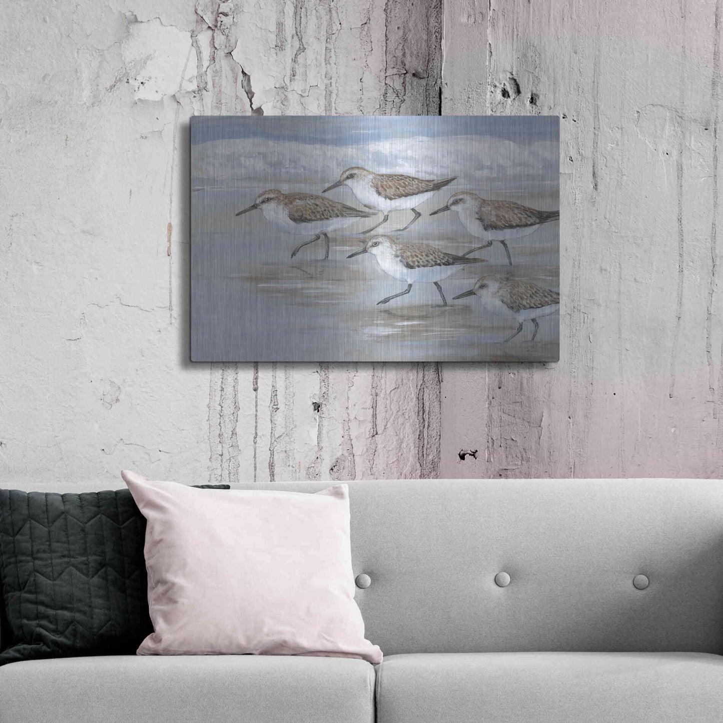 Luxe Metal Art 'Sandpipers I' by Tim O'Toole, Metal Wall Art,36x24
