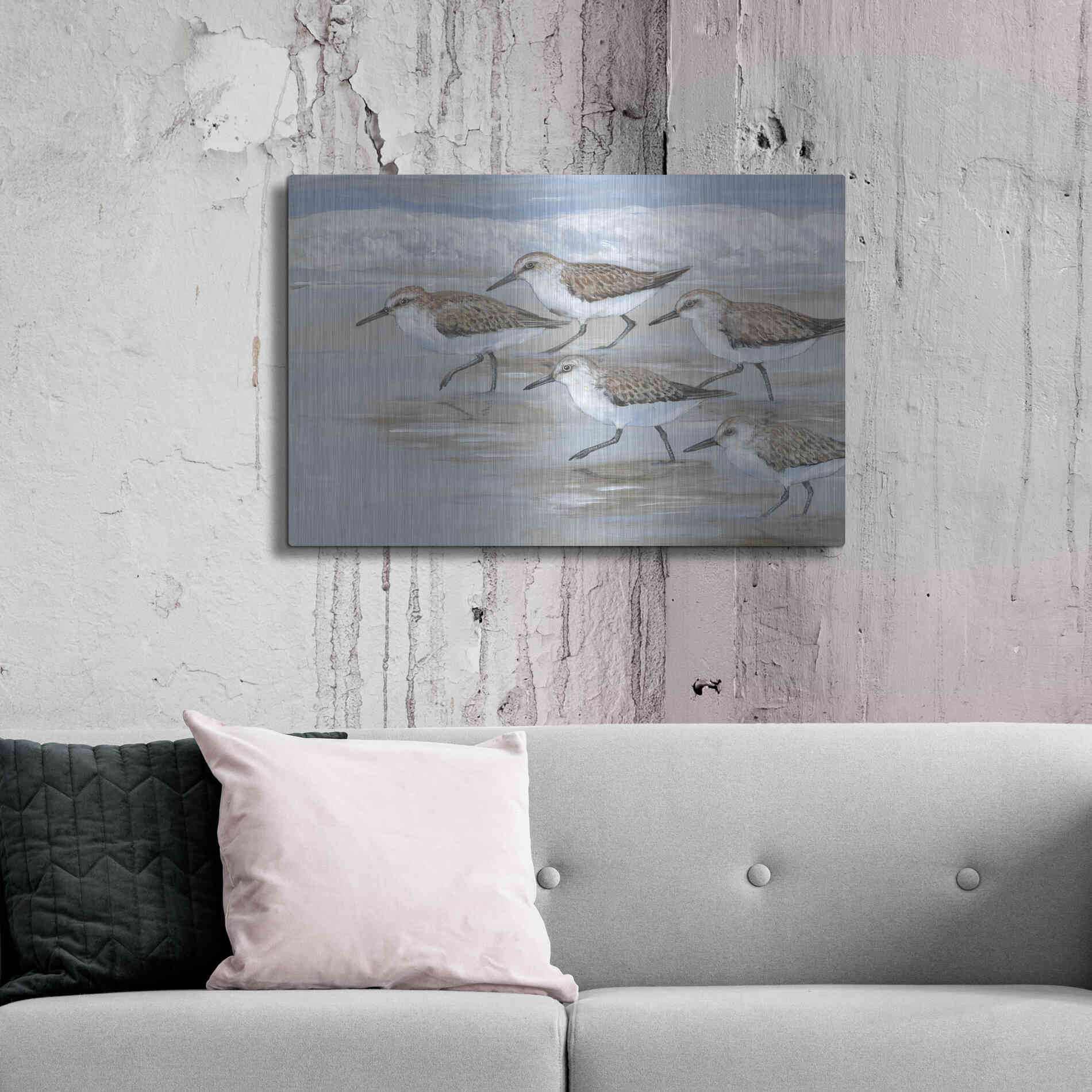 Luxe Metal Art 'Sandpipers I' by Tim O'Toole, Metal Wall Art,36x24