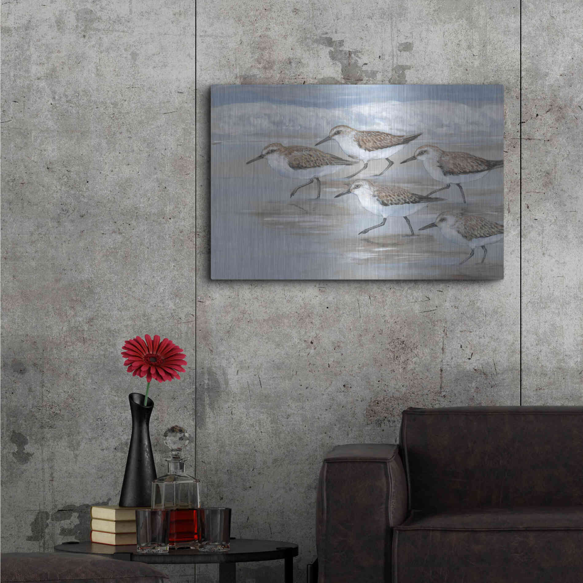 Luxe Metal Art 'Sandpipers I' by Tim O'Toole, Metal Wall Art,36x24