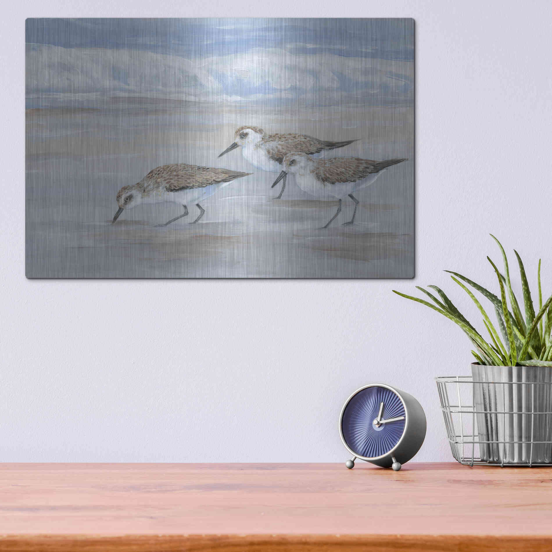 Luxe Metal Art 'Sandpipers II' by Tim O'Toole, Metal Wall Art,16x12