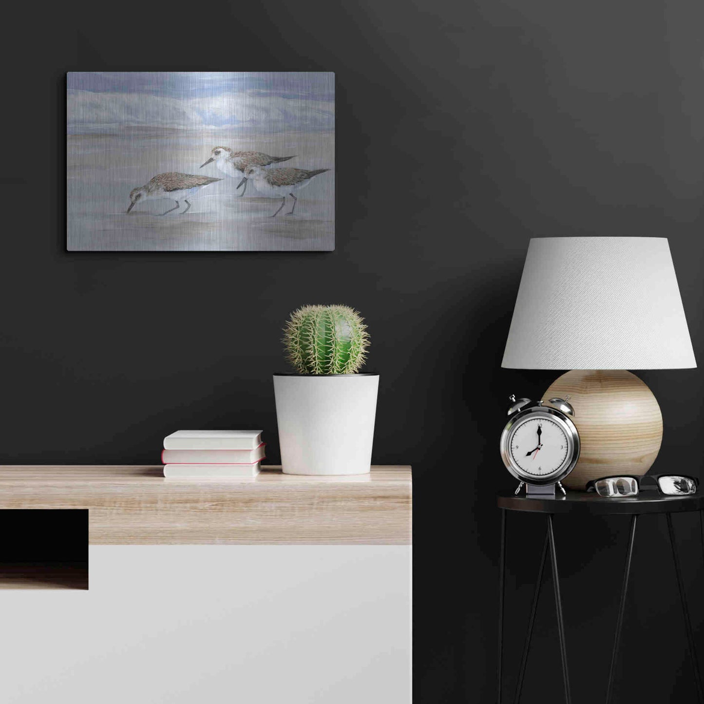 Luxe Metal Art 'Sandpipers II' by Tim O'Toole, Metal Wall Art,24x16