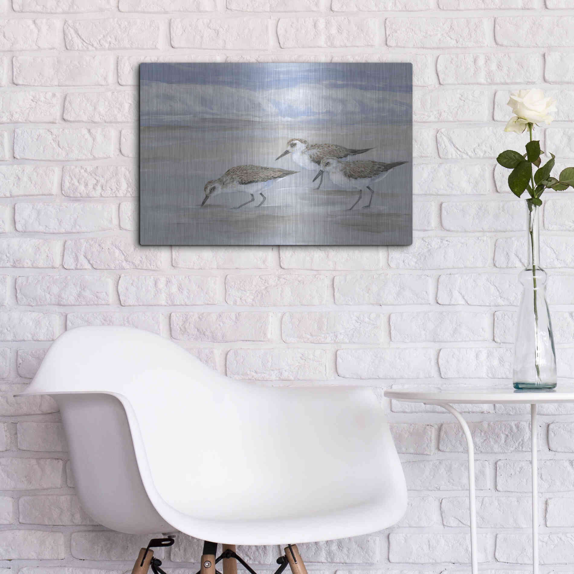 Luxe Metal Art 'Sandpipers II' by Tim O'Toole, Metal Wall Art,24x16