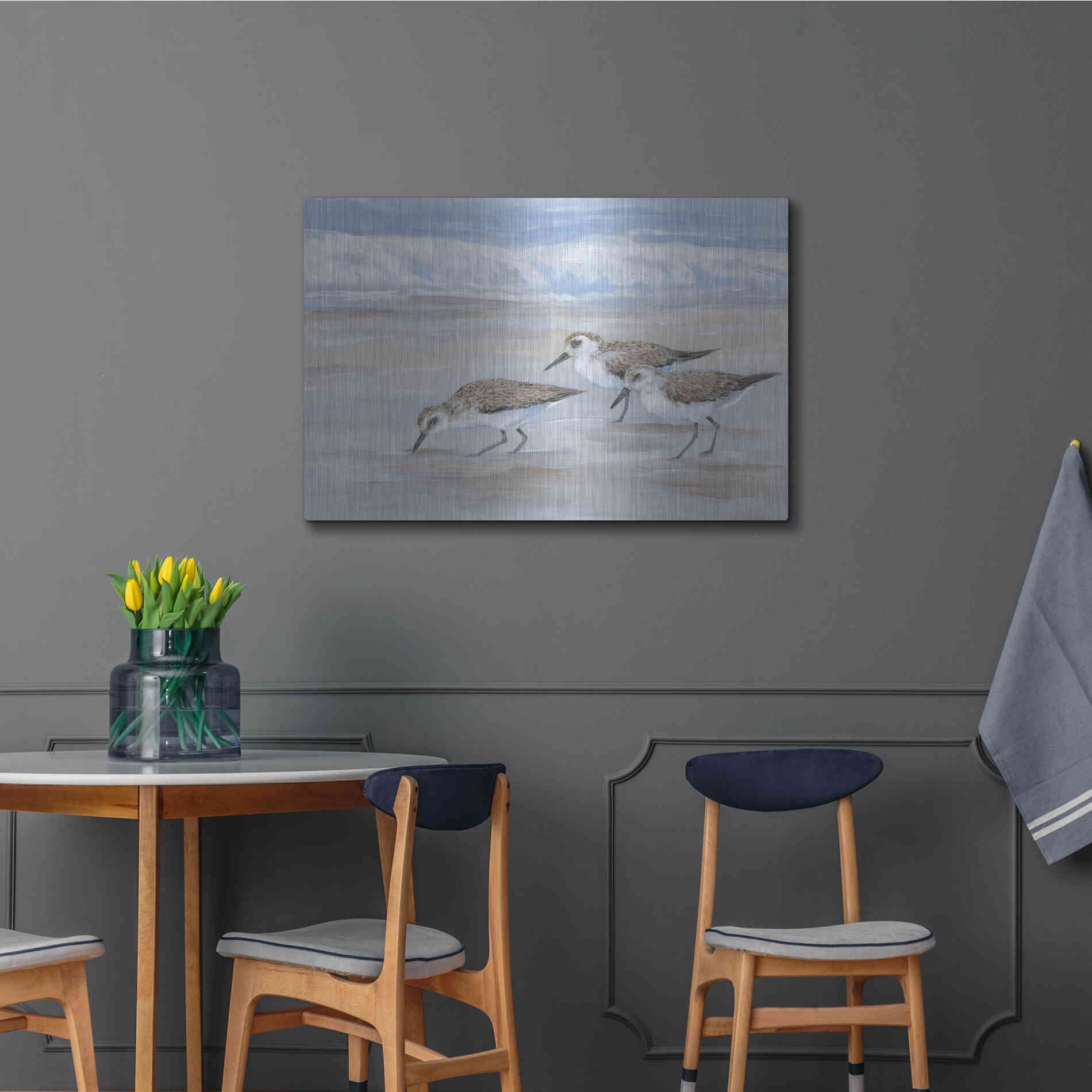 Luxe Metal Art 'Sandpipers II' by Tim O'Toole, Metal Wall Art,36x24