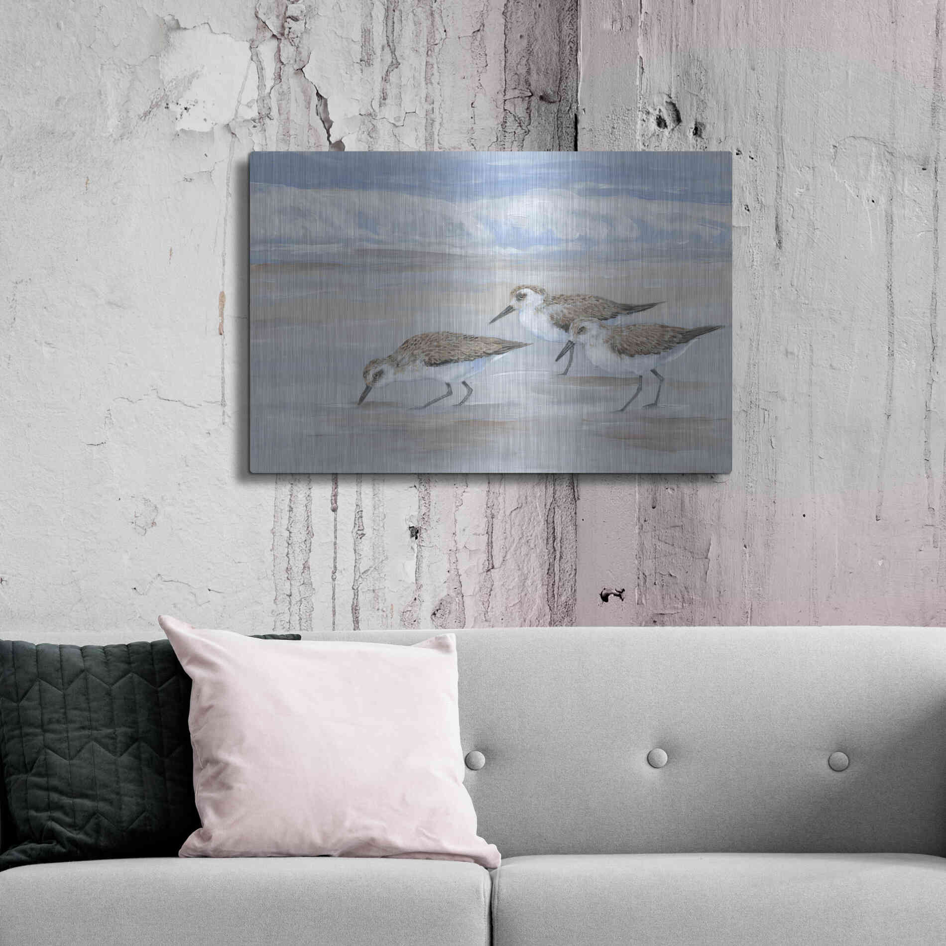Luxe Metal Art 'Sandpipers II' by Tim O'Toole, Metal Wall Art,36x24