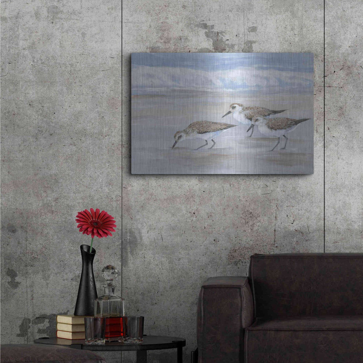 Luxe Metal Art 'Sandpipers II' by Tim O'Toole, Metal Wall Art,36x24