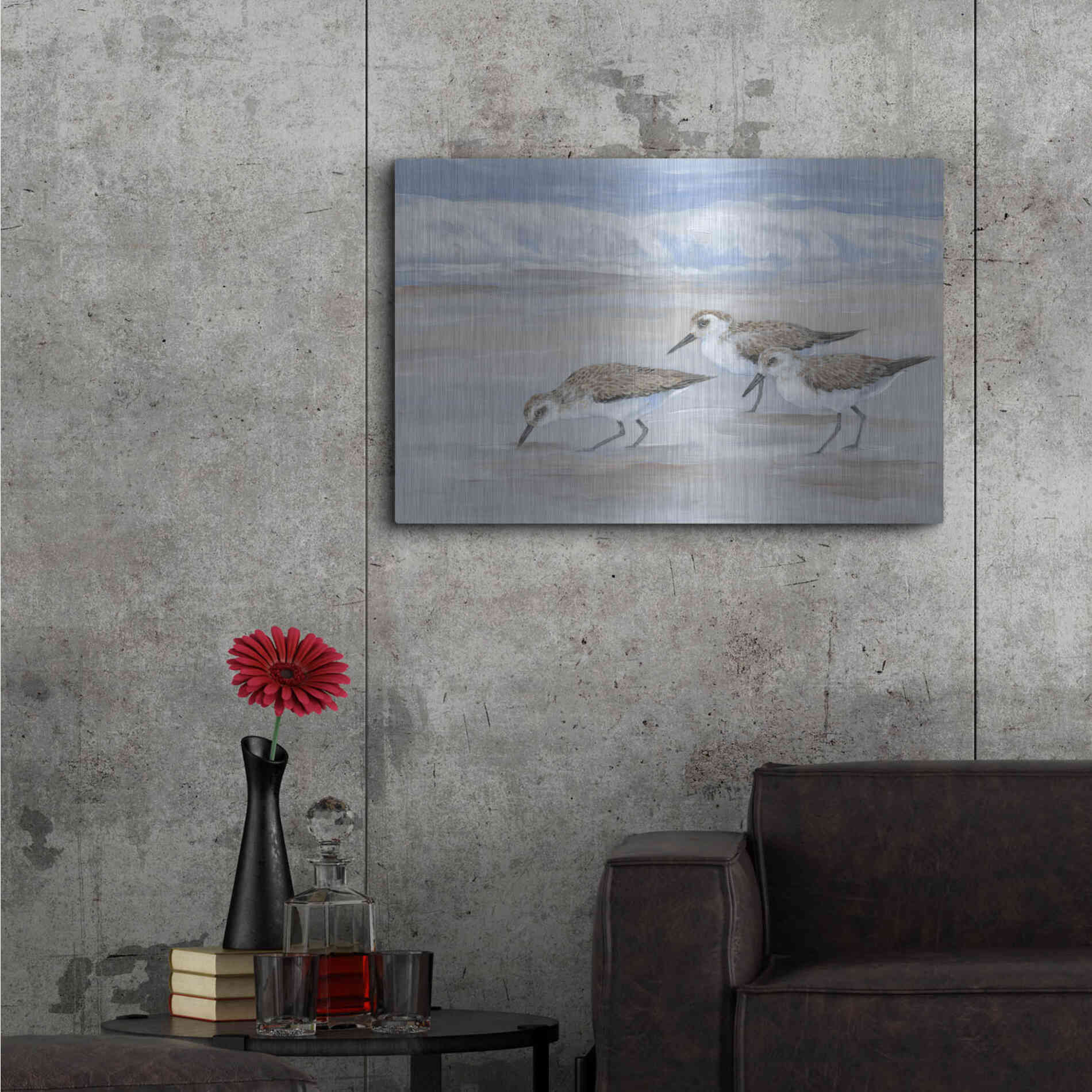 Luxe Metal Art 'Sandpipers II' by Tim O'Toole, Metal Wall Art,36x24