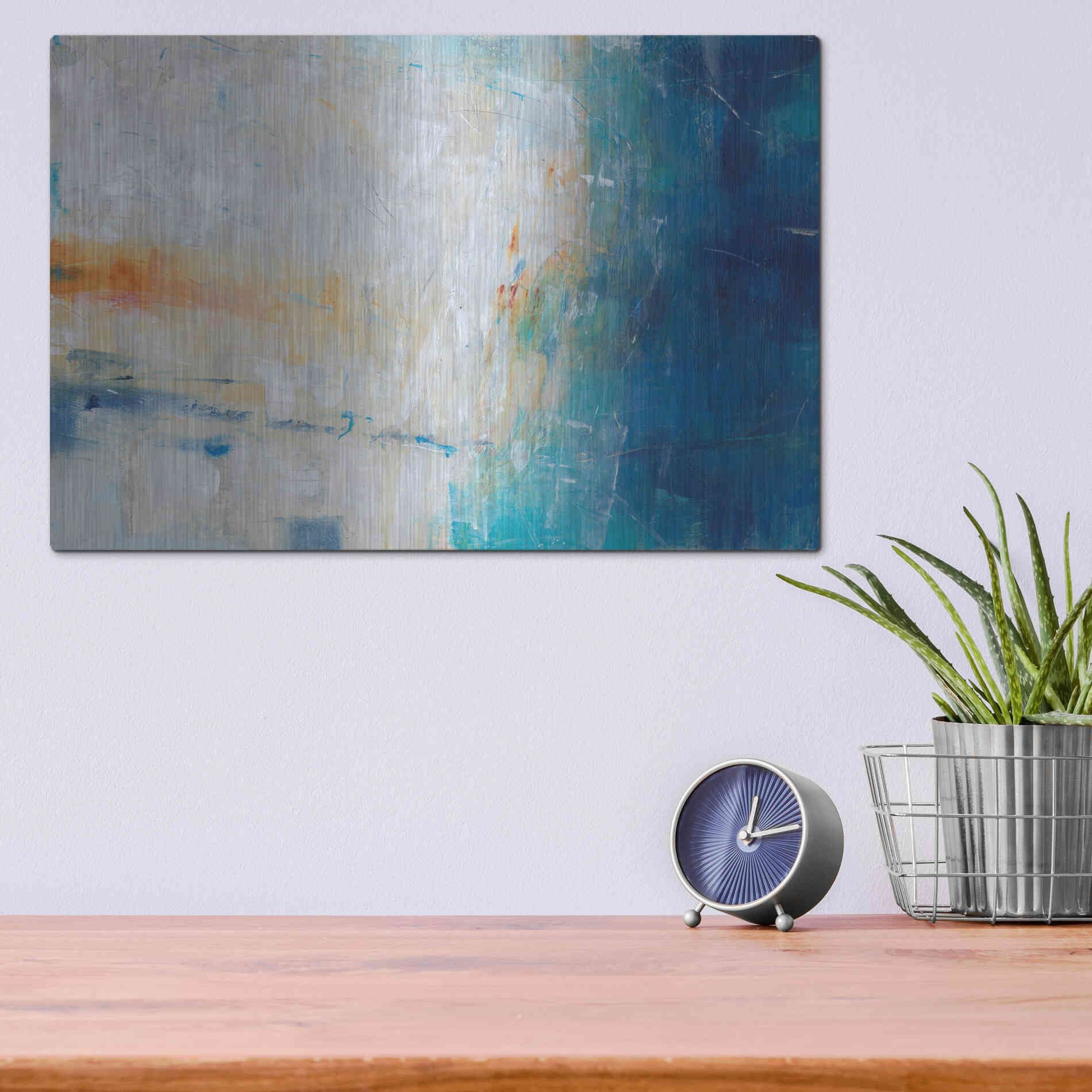 Luxe Metal Art 'Blue Grotto I' by Tim O'Toole, Metal Wall Art,16x12