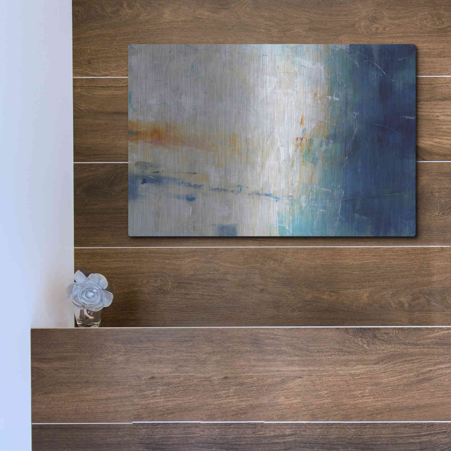 Luxe Metal Art 'Blue Grotto I' by Tim O'Toole, Metal Wall Art,16x12