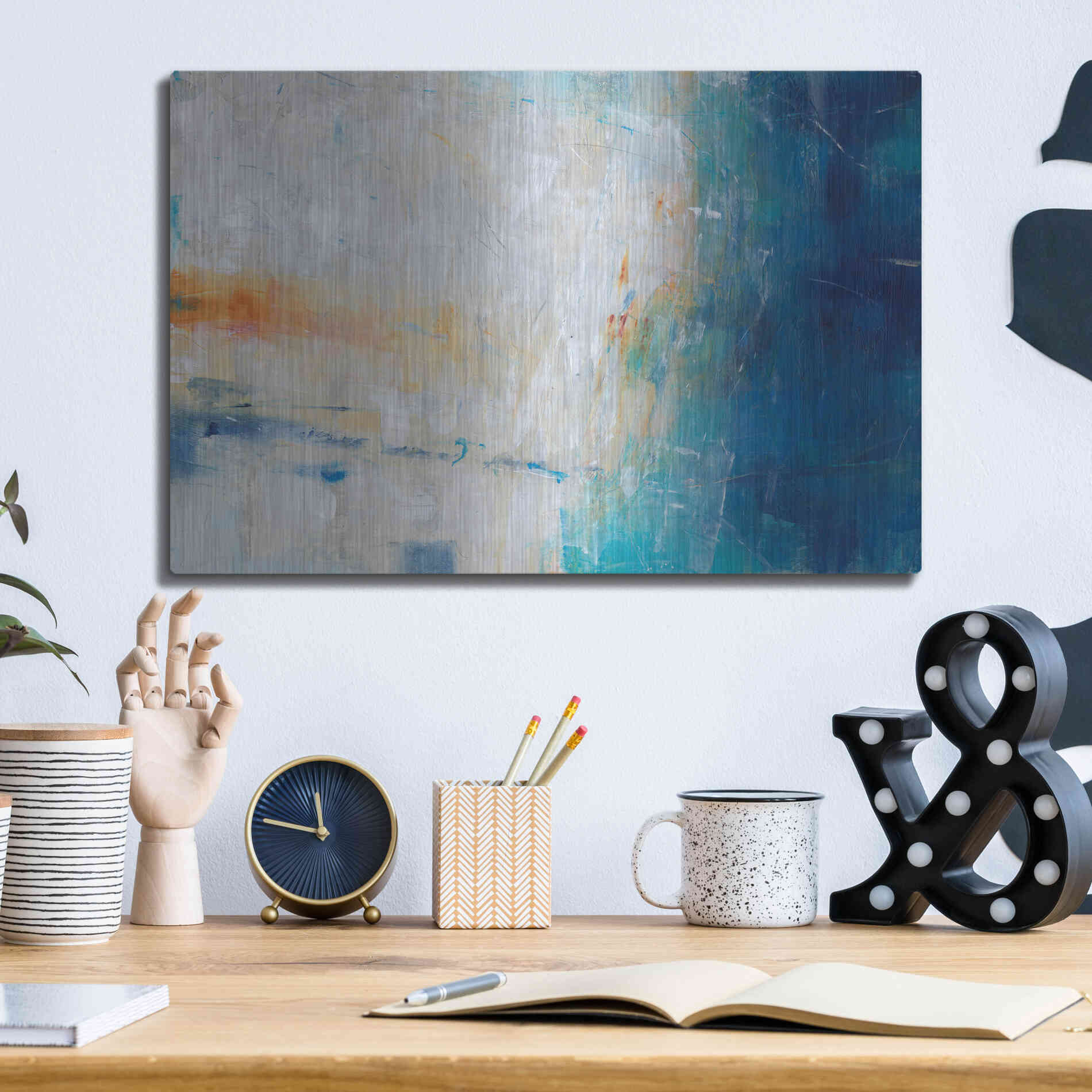 Luxe Metal Art 'Blue Grotto I' by Tim O'Toole, Metal Wall Art,16x12