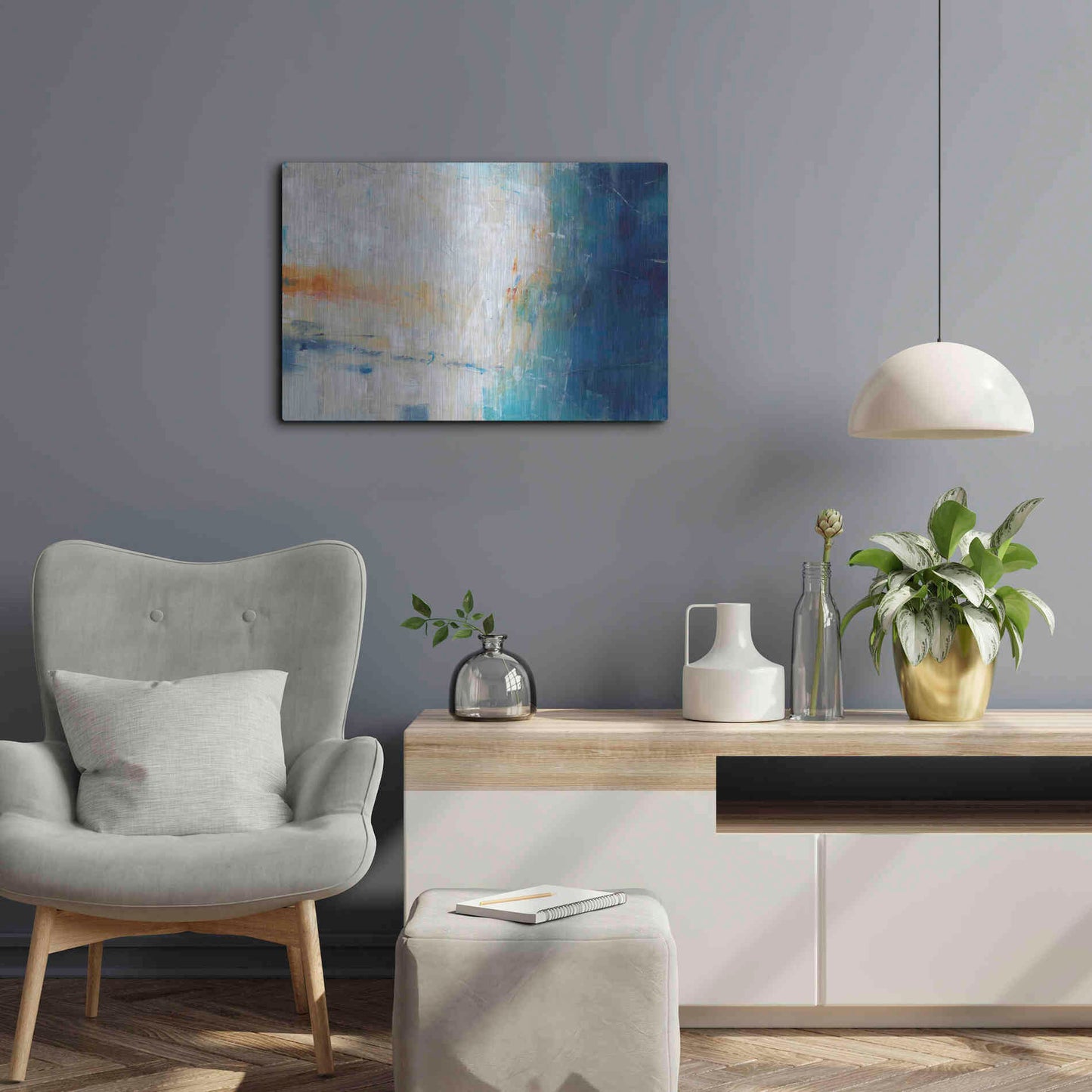 Luxe Metal Art 'Blue Grotto I' by Tim O'Toole, Metal Wall Art,24x16