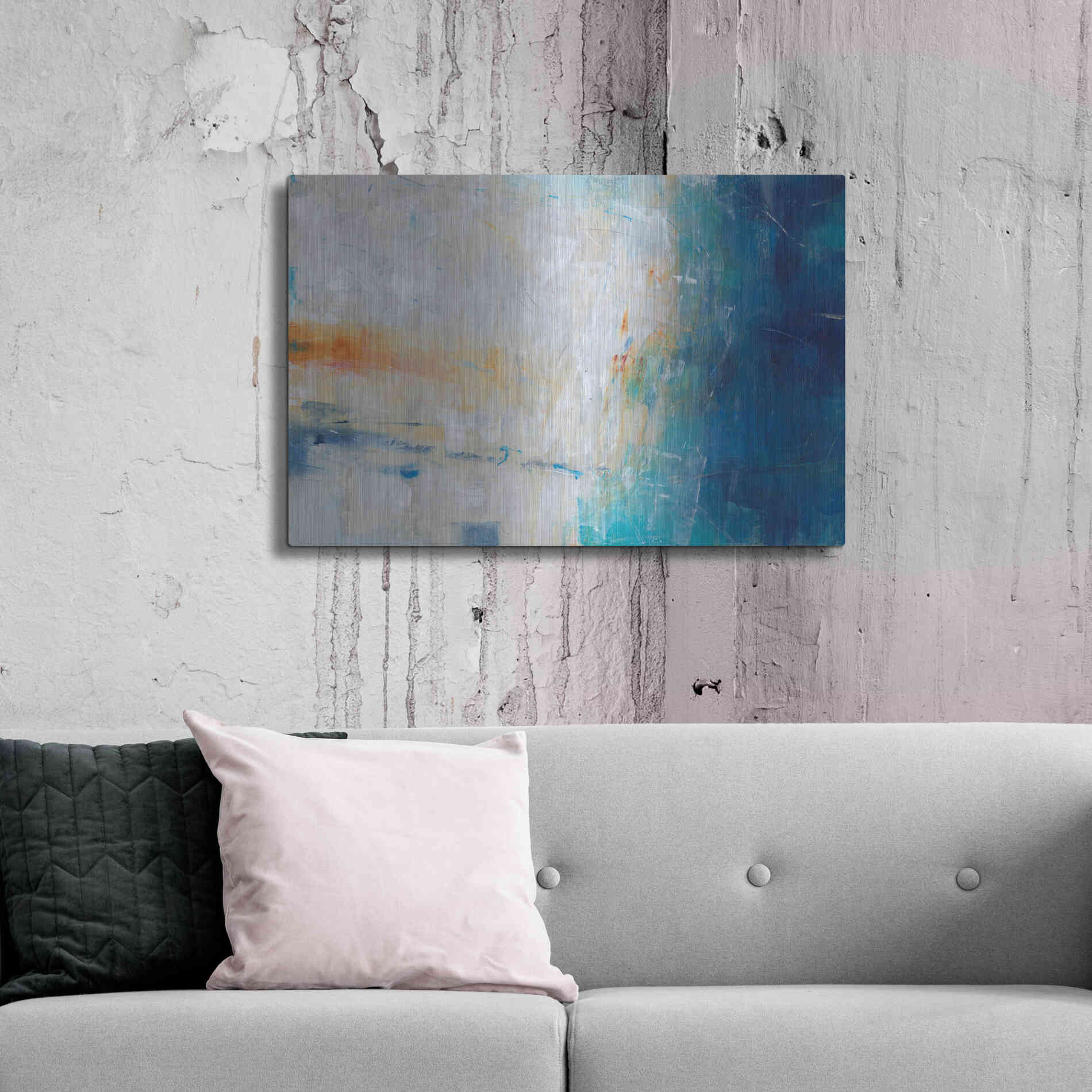 Luxe Metal Art 'Blue Grotto I' by Tim O'Toole, Metal Wall Art,36x24