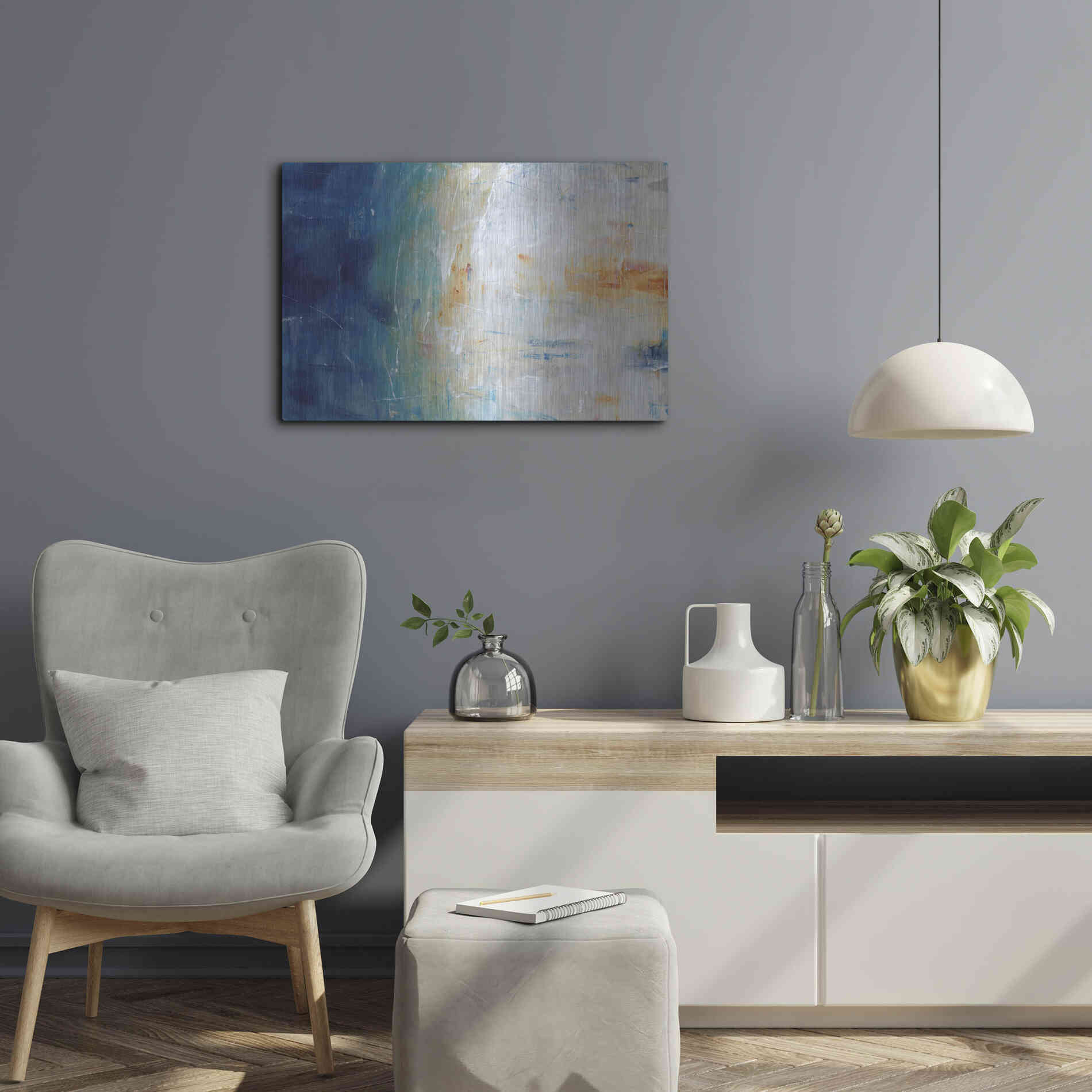 Luxe Metal Art 'Blue Grotto II' by Tim O'Toole, Metal Wall Art,24x16