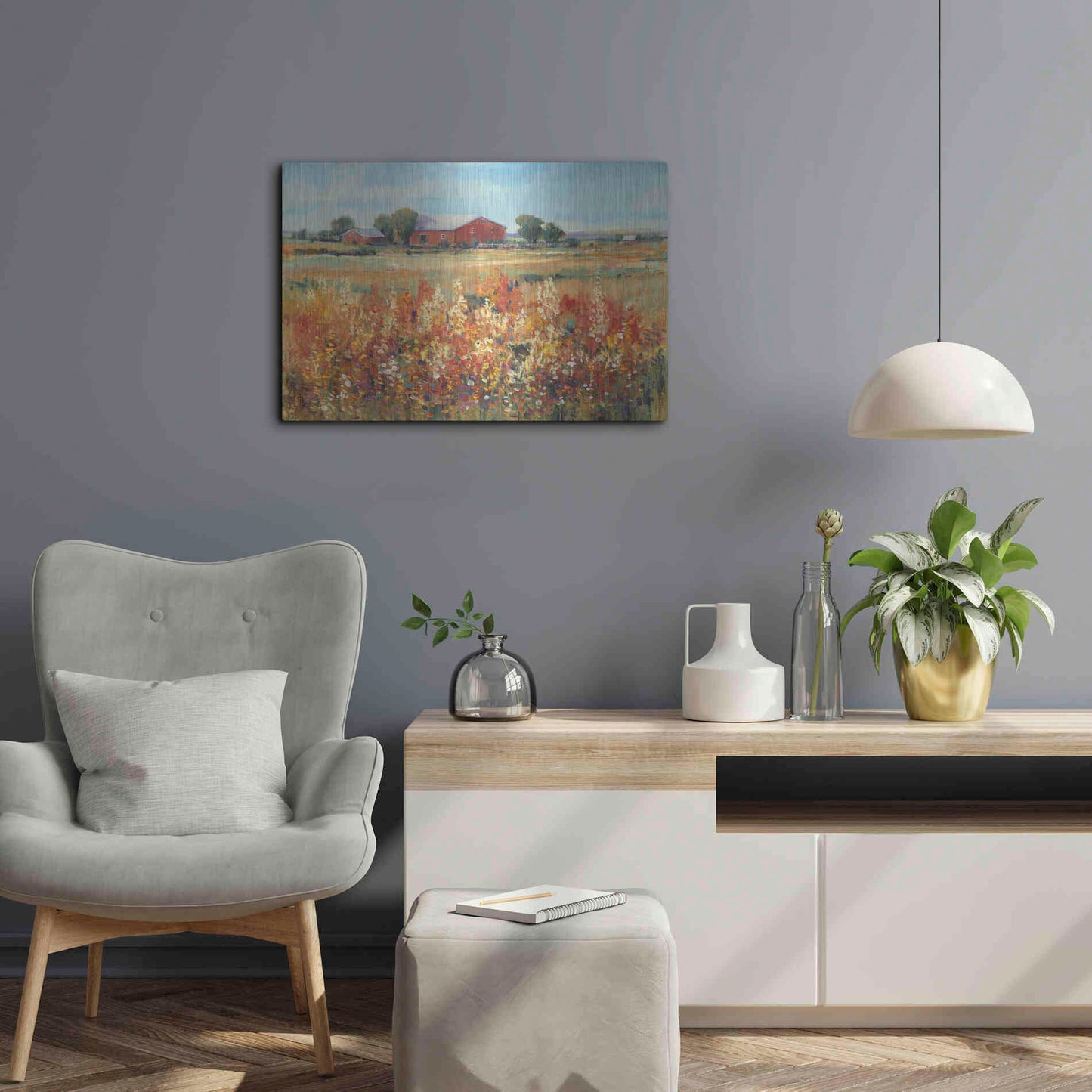 Luxe Metal Art 'Country View II' by Tim O'Toole, Metal Wall Art,24x16