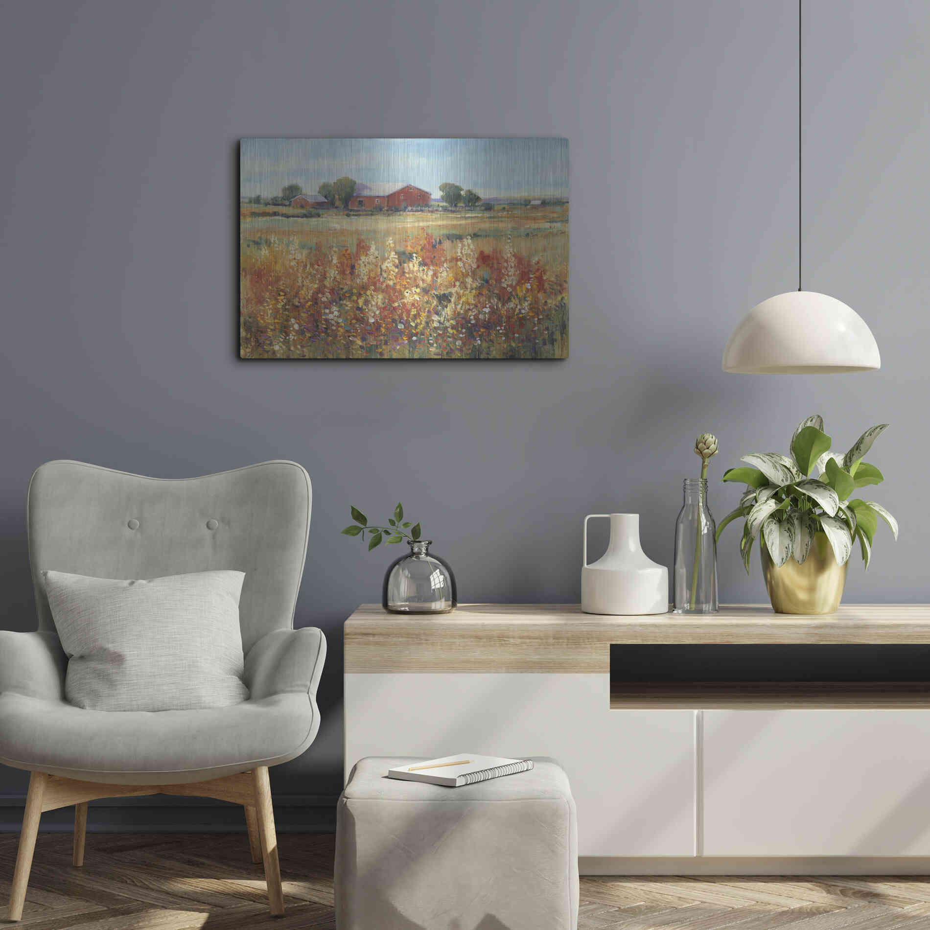 Luxe Metal Art 'Country View II' by Tim O'Toole, Metal Wall Art,24x16