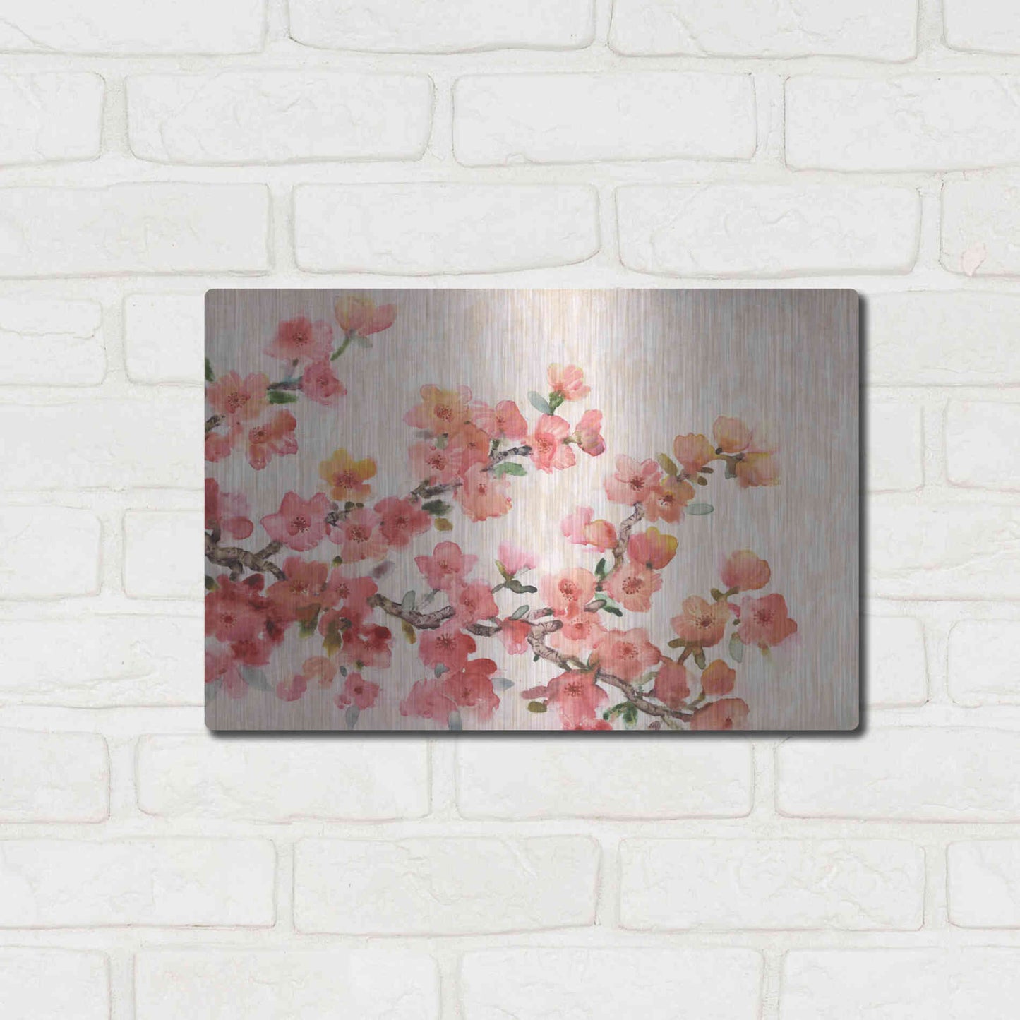 Luxe Metal Art 'Cherry Blossom Composition II' by Tim O'Toole, Metal Wall Art,16x12