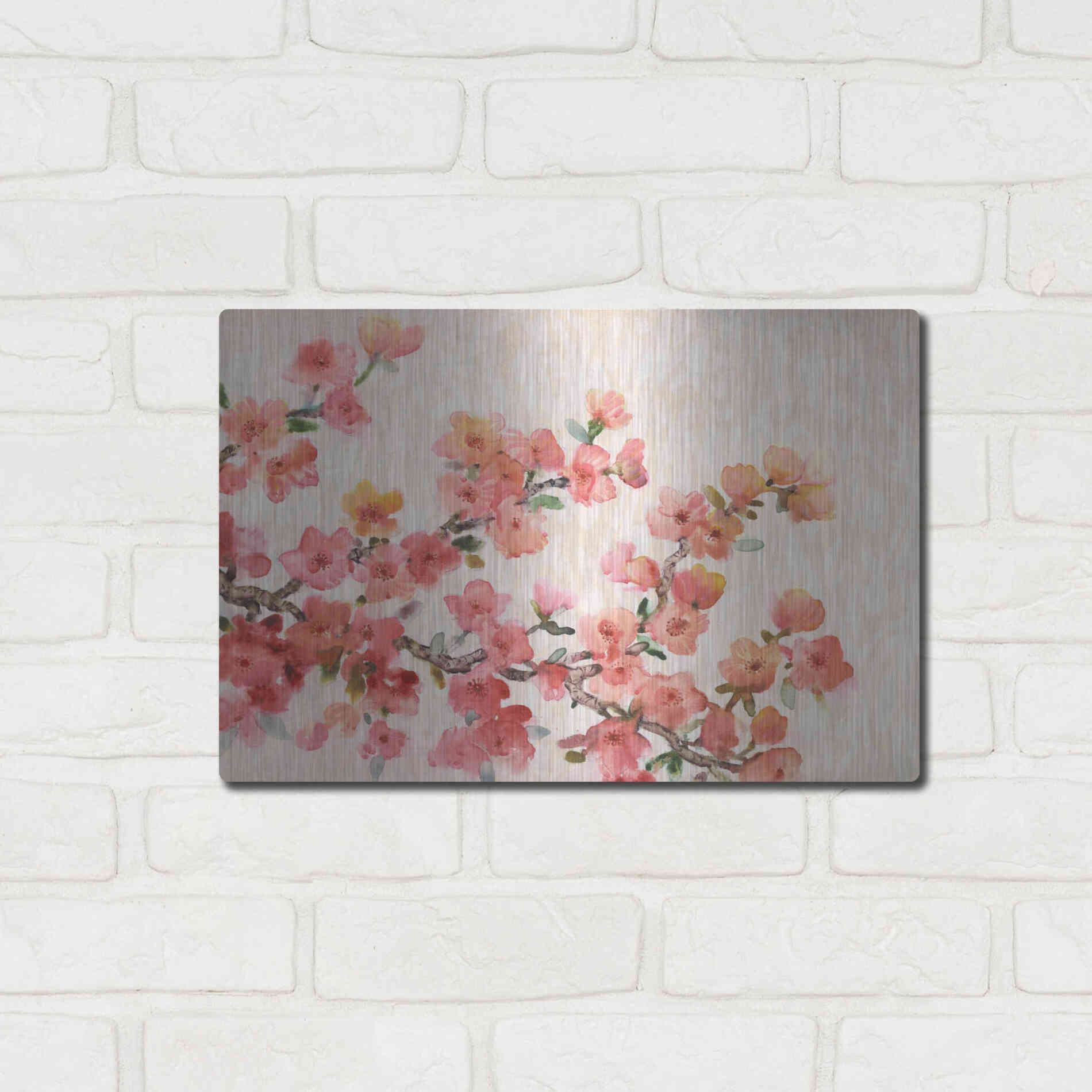 Luxe Metal Art 'Cherry Blossom Composition II' by Tim O'Toole, Metal Wall Art,16x12