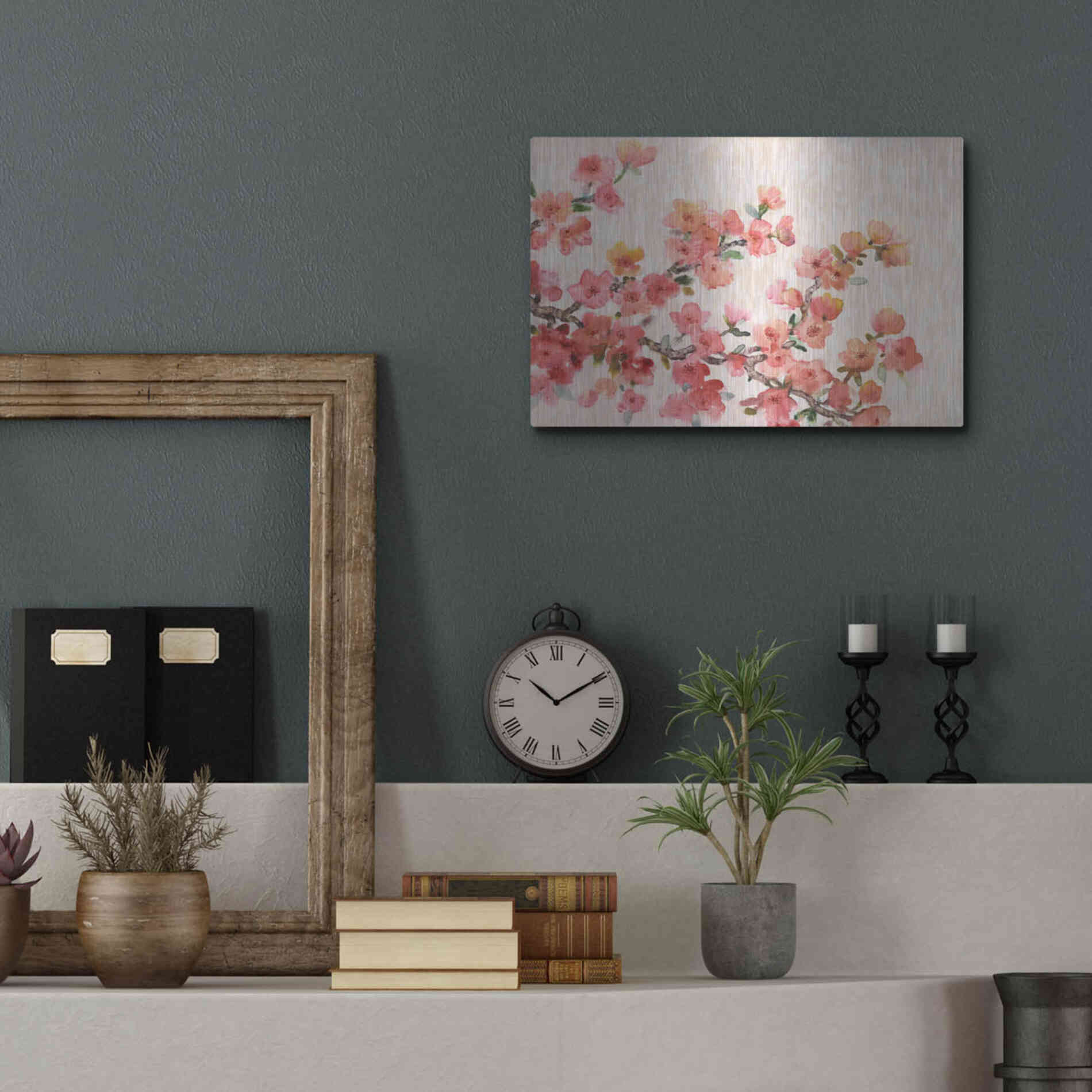 Luxe Metal Art 'Cherry Blossom Composition II' by Tim O'Toole, Metal Wall Art,16x12
