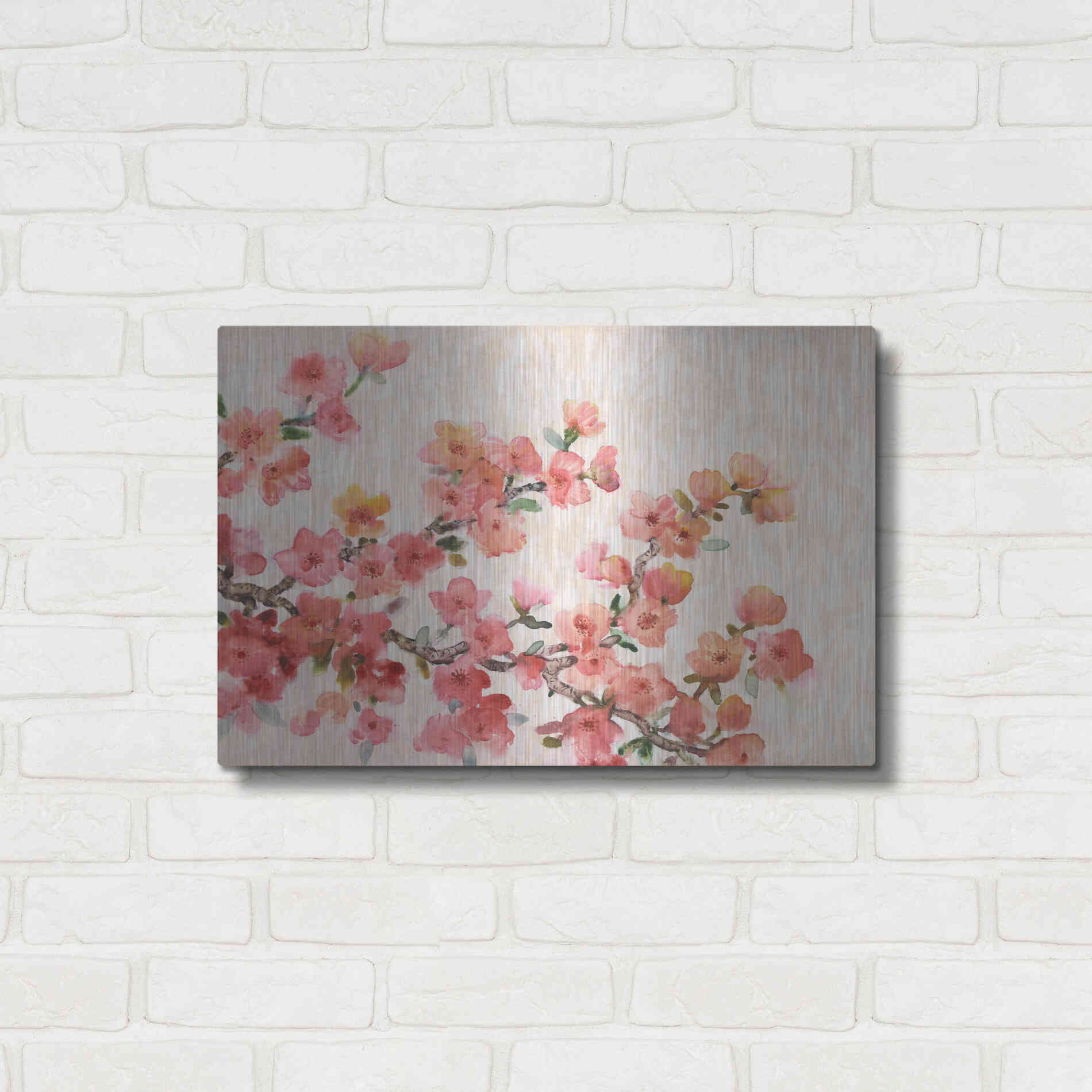 Luxe Metal Art 'Cherry Blossom Composition II' by Tim O'Toole, Metal Wall Art,24x16