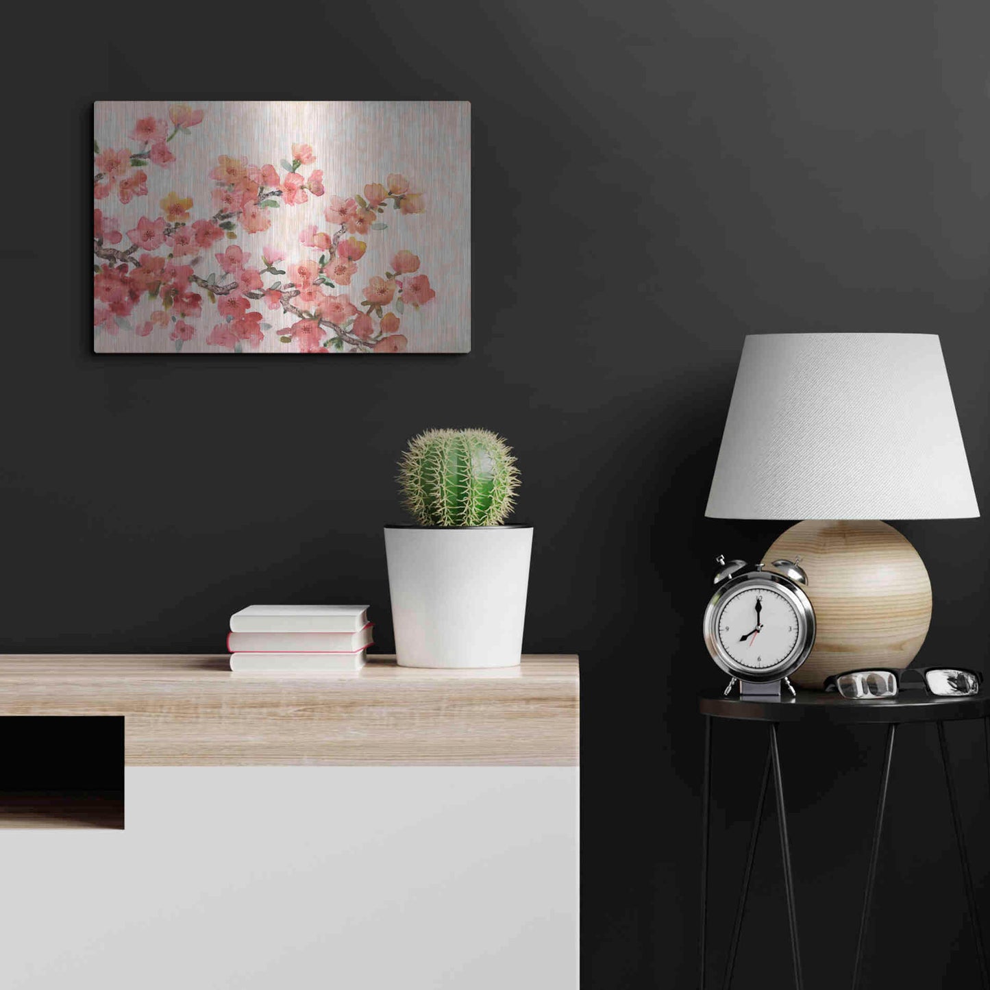 Luxe Metal Art 'Cherry Blossom Composition II' by Tim O'Toole, Metal Wall Art,24x16