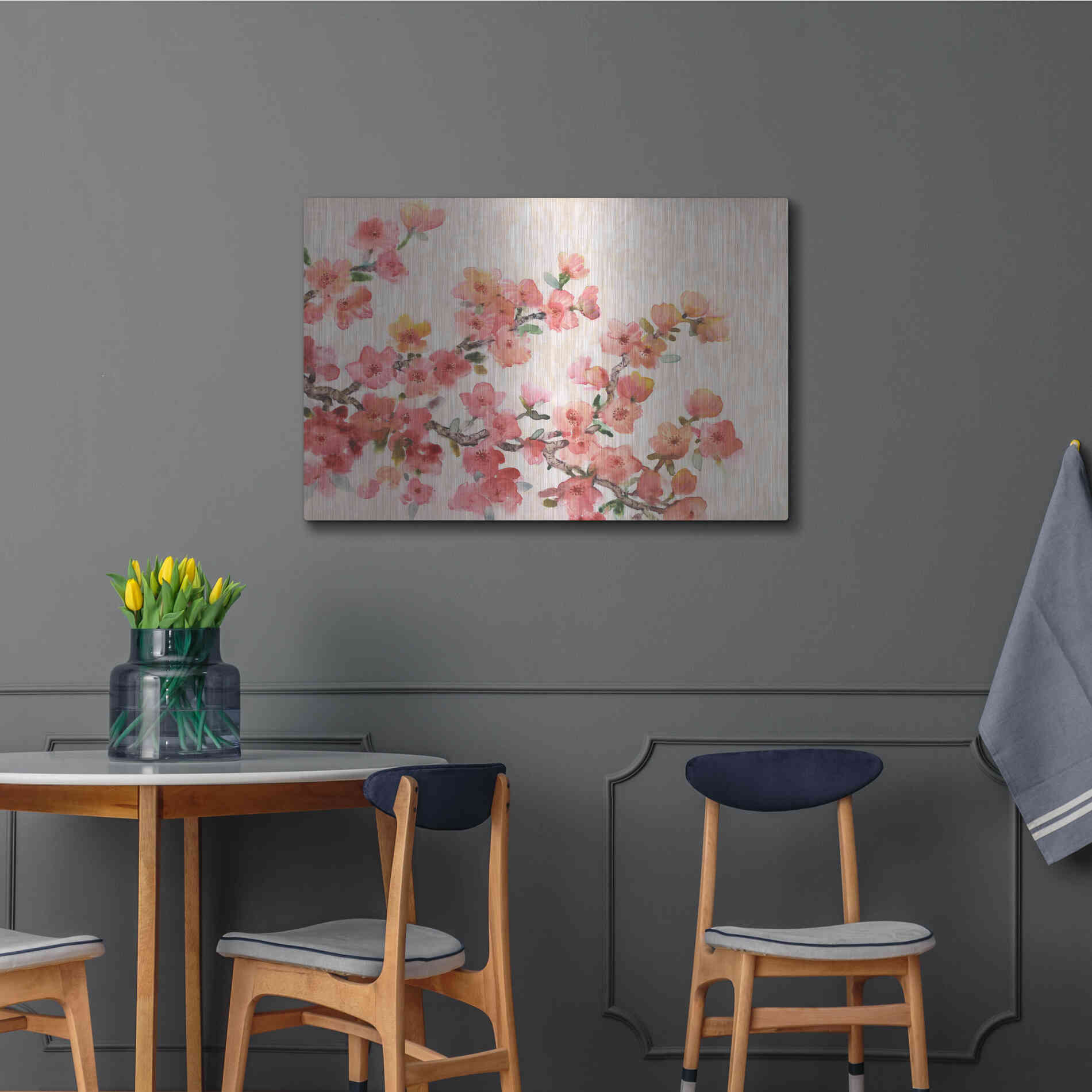 Luxe Metal Art 'Cherry Blossom Composition II' by Tim O'Toole, Metal Wall Art,36x24