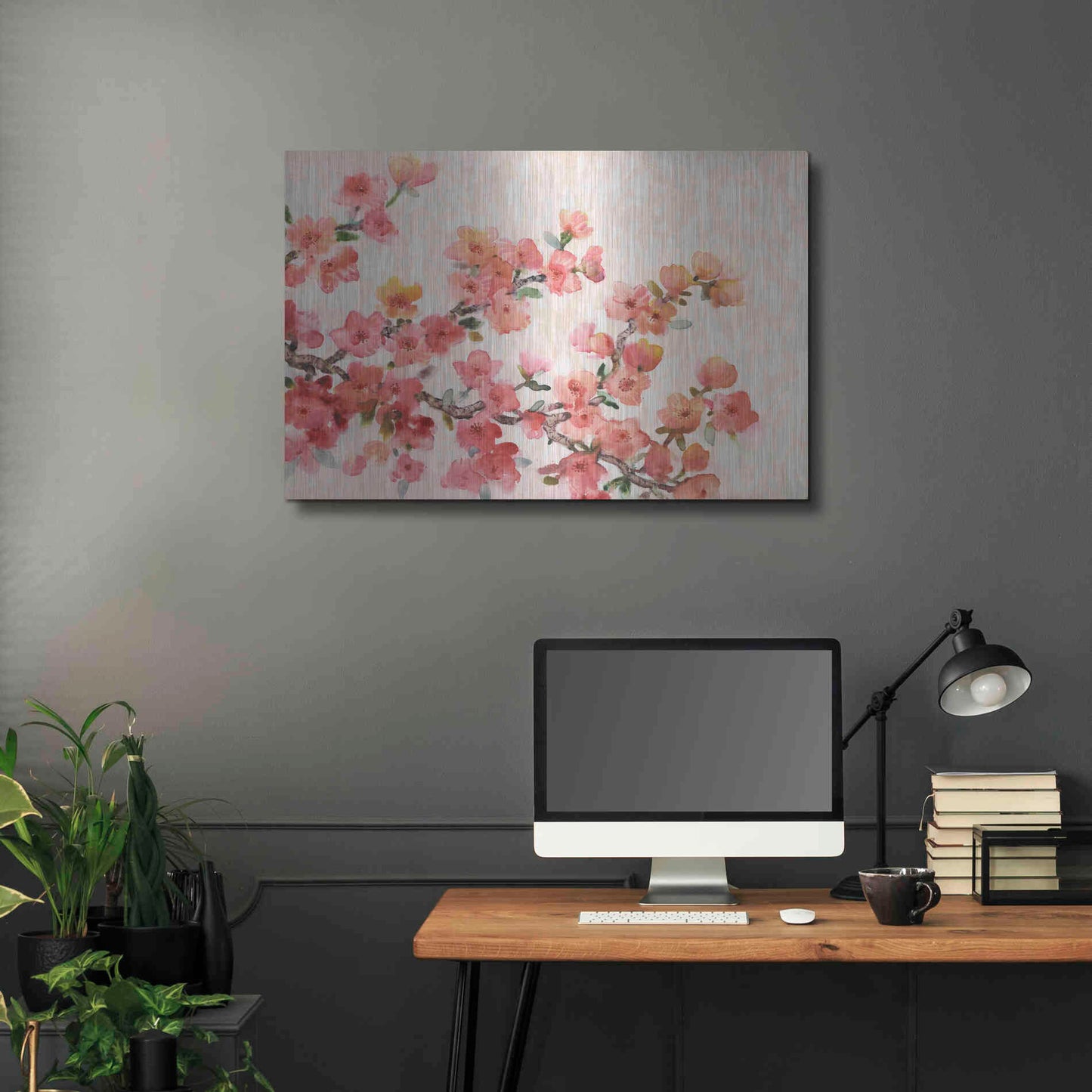 Luxe Metal Art 'Cherry Blossom Composition II' by Tim O'Toole, Metal Wall Art,36x24