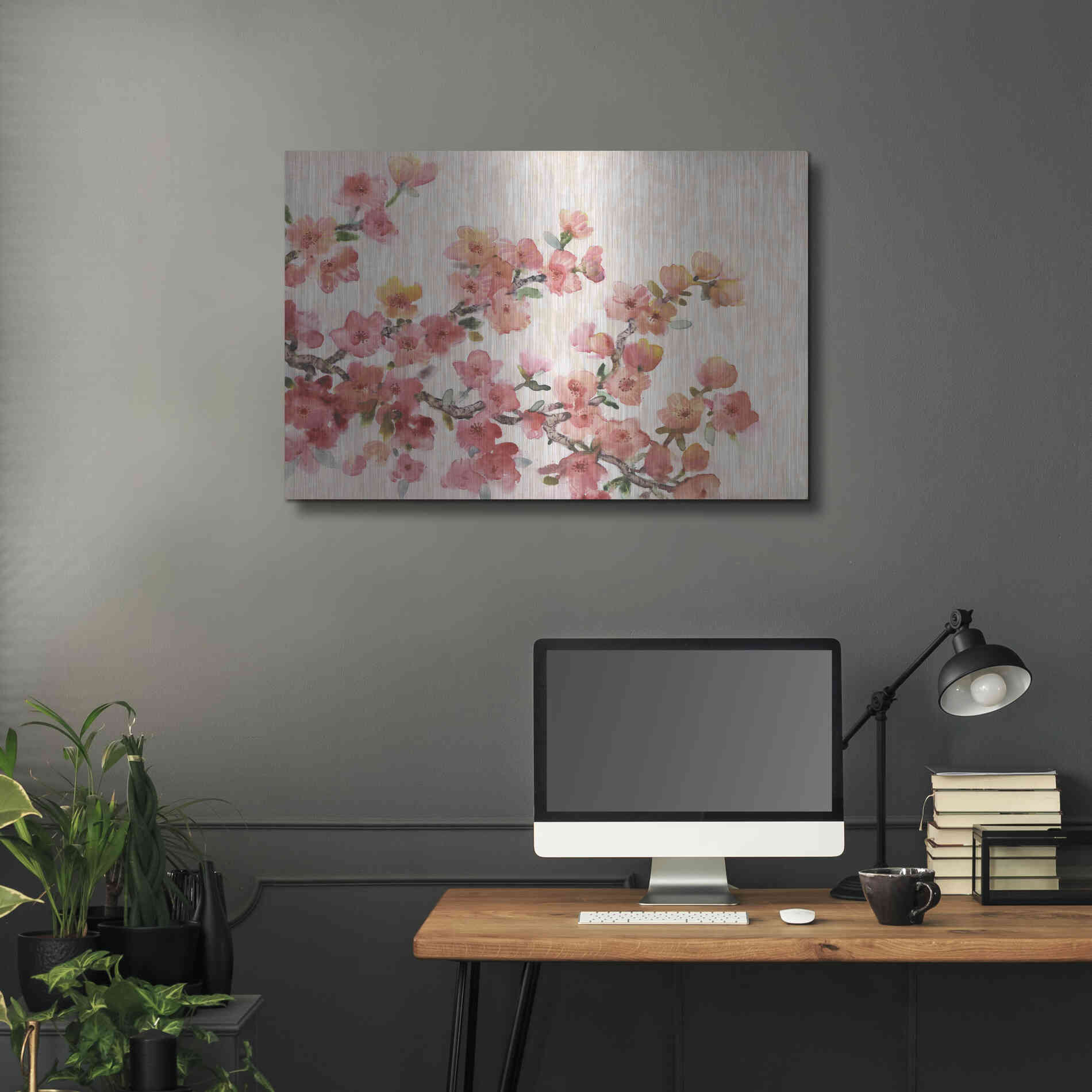 Luxe Metal Art 'Cherry Blossom Composition II' by Tim O'Toole, Metal Wall Art,36x24