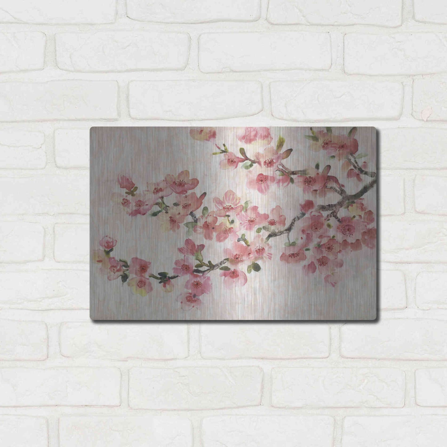 Luxe Metal Art 'Cherry Blossom Composition I' by Tim O'Toole, Metal Wall Art,16x12