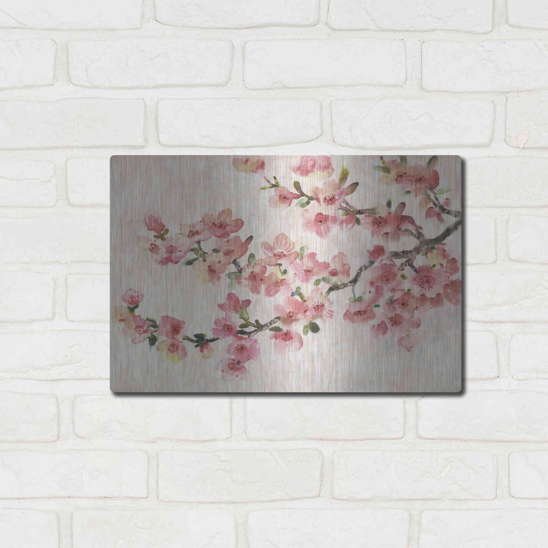 Luxe Metal Art 'Cherry Blossom Composition I' by Tim O'Toole, Metal Wall Art,16x12