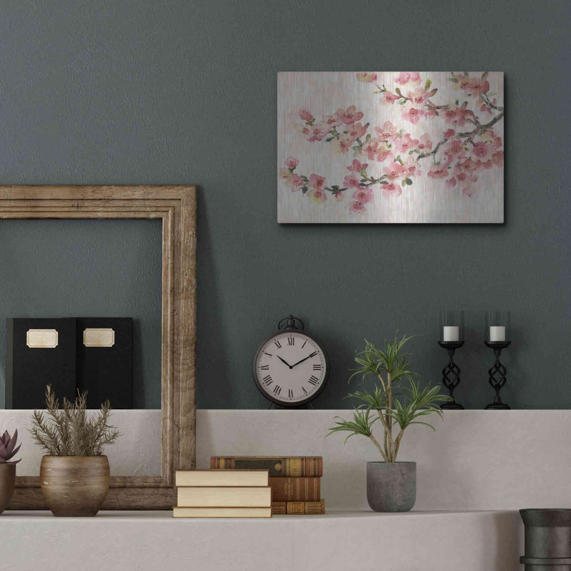 Luxe Metal Art 'Cherry Blossom Composition I' by Tim O'Toole, Metal Wall Art,16x12