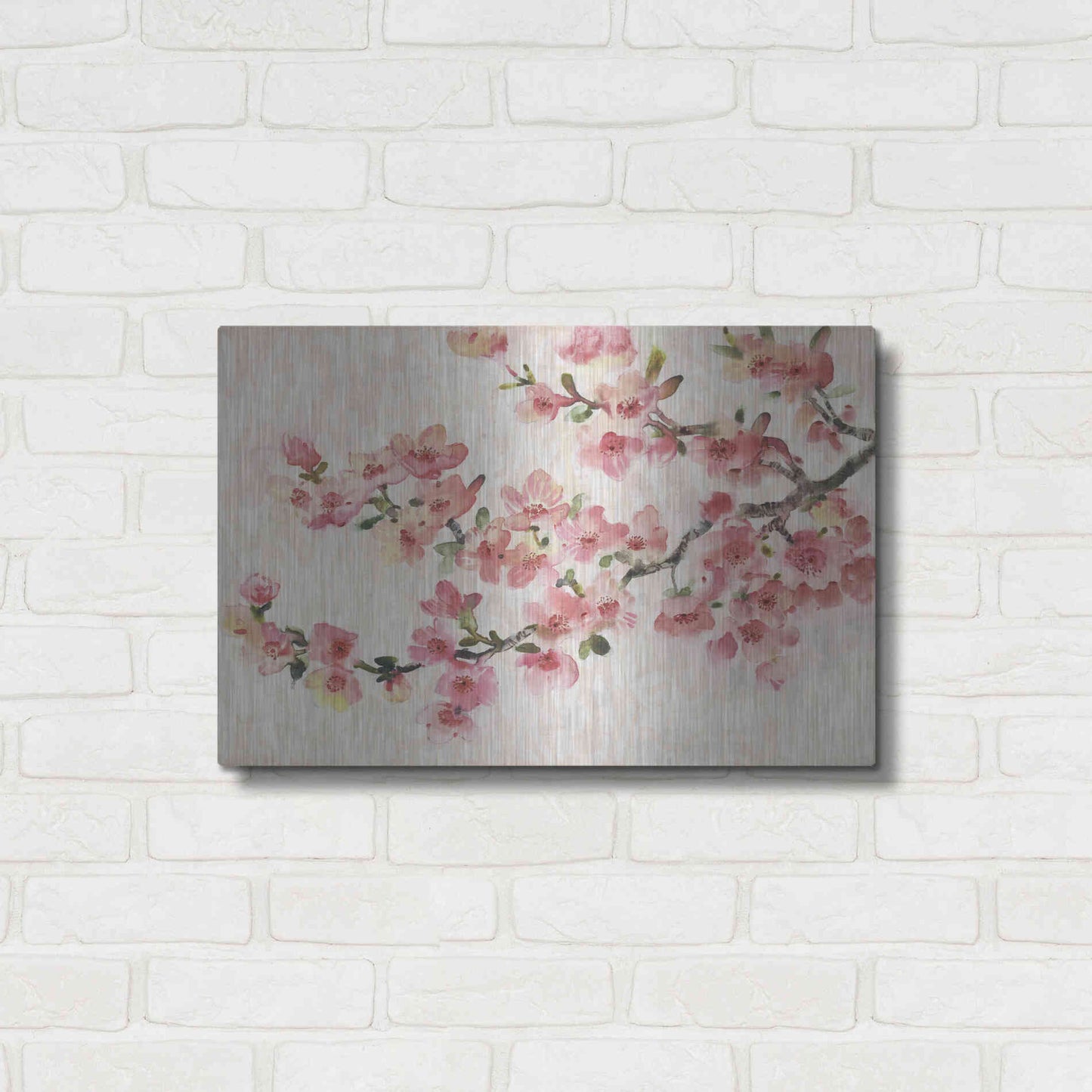 Luxe Metal Art 'Cherry Blossom Composition I' by Tim O'Toole, Metal Wall Art,24x16