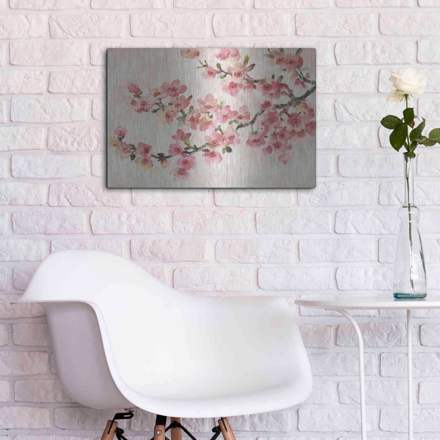 Luxe Metal Art 'Cherry Blossom Composition I' by Tim O'Toole, Metal Wall Art,24x16