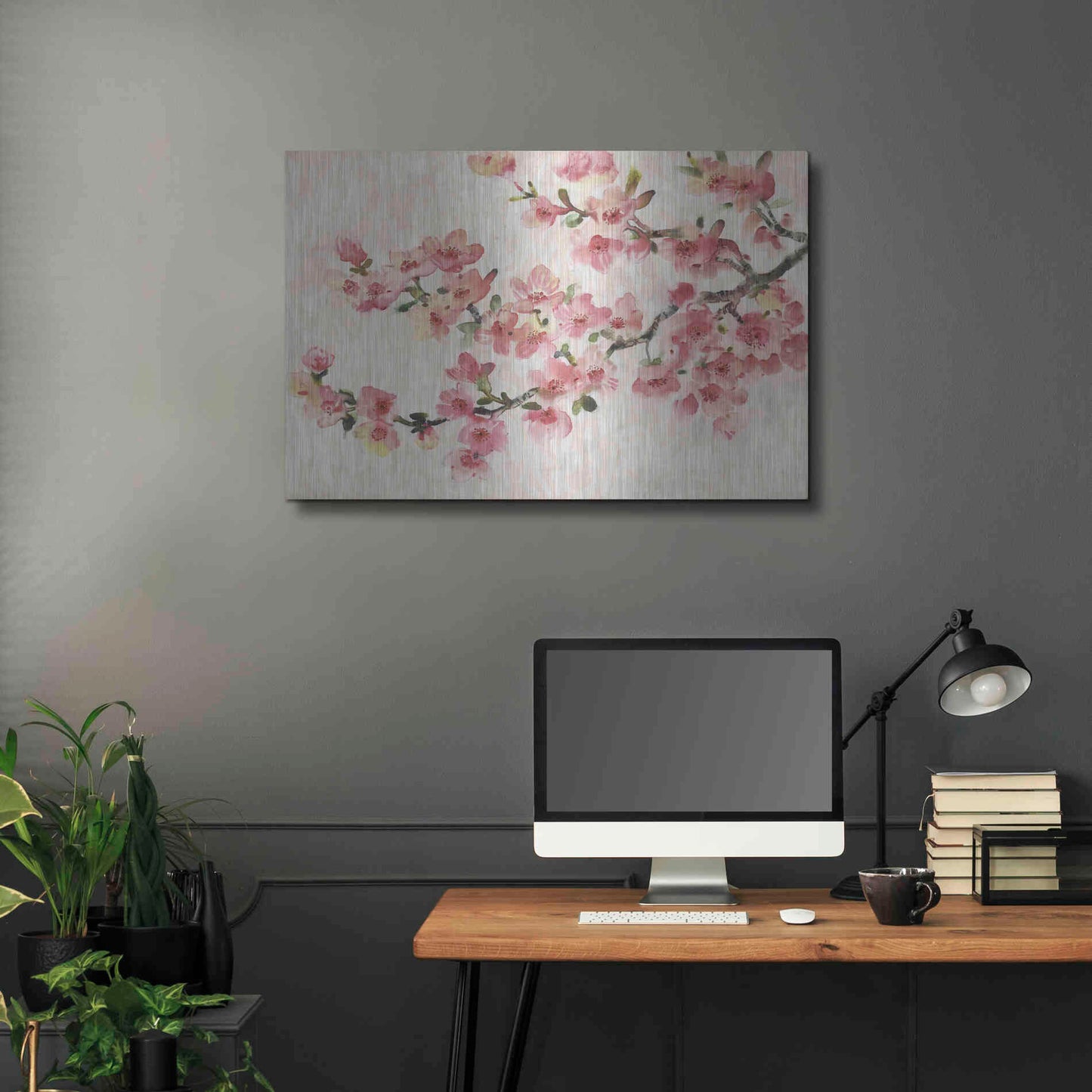 Luxe Metal Art 'Cherry Blossom Composition I' by Tim O'Toole, Metal Wall Art,36x24