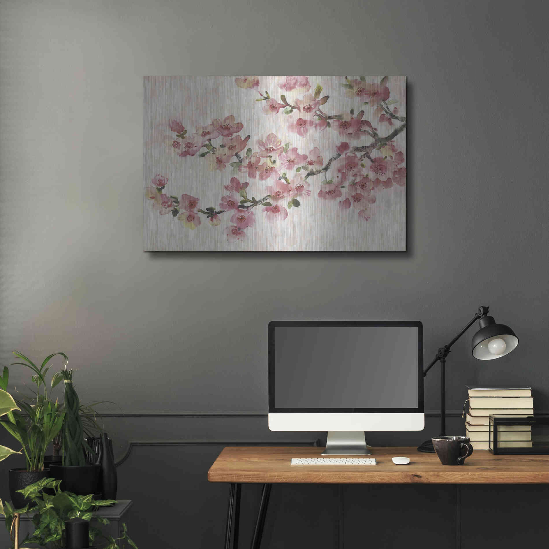 Luxe Metal Art 'Cherry Blossom Composition I' by Tim O'Toole, Metal Wall Art,36x24