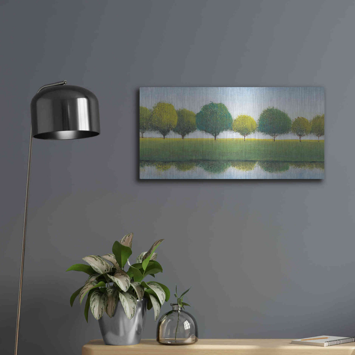Luxe Metal Art 'Trees in a Line I' by Tim O'Toole, Metal Wall Art,24x12