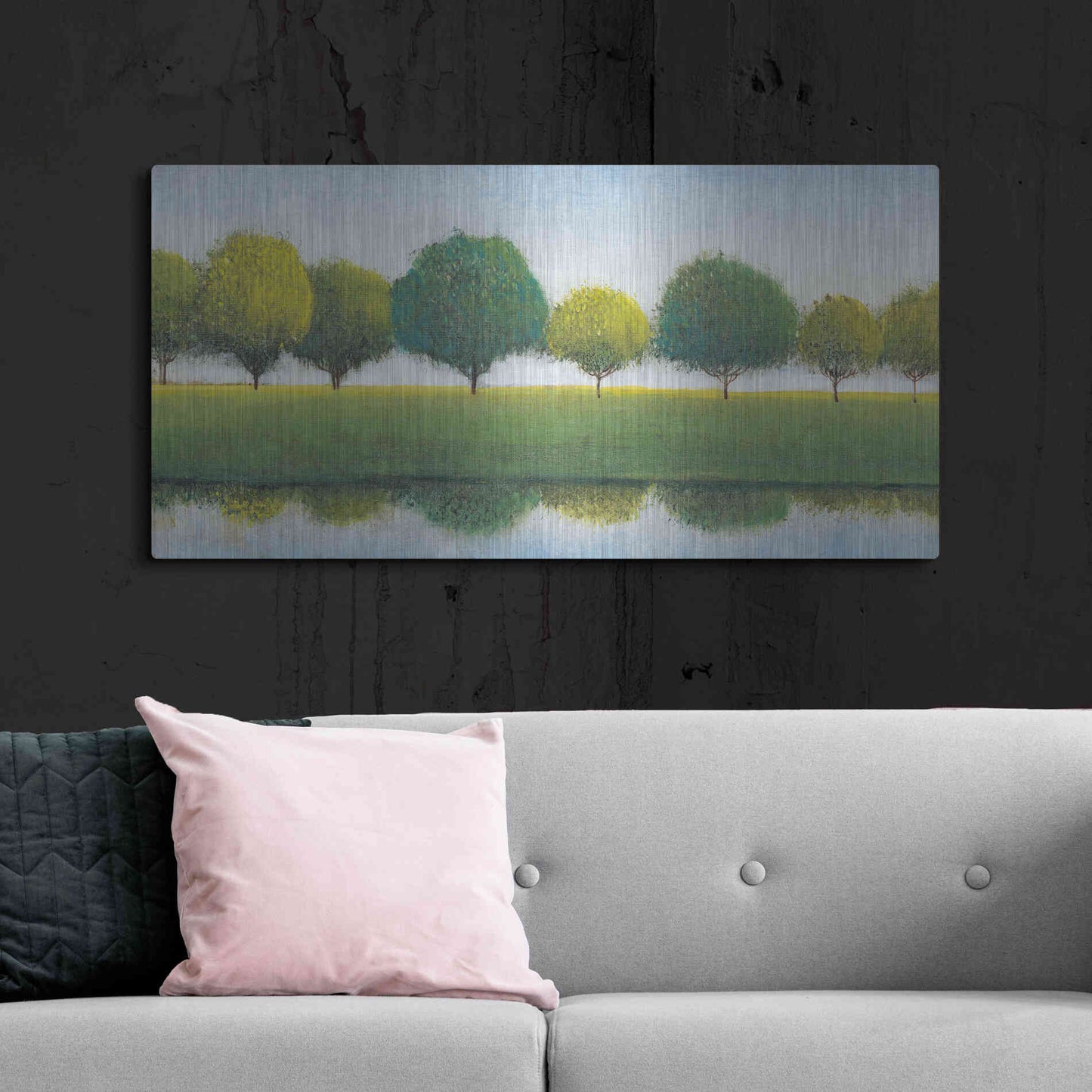 Luxe Metal Art 'Trees in a Line I' by Tim O'Toole, Metal Wall Art,48x24
