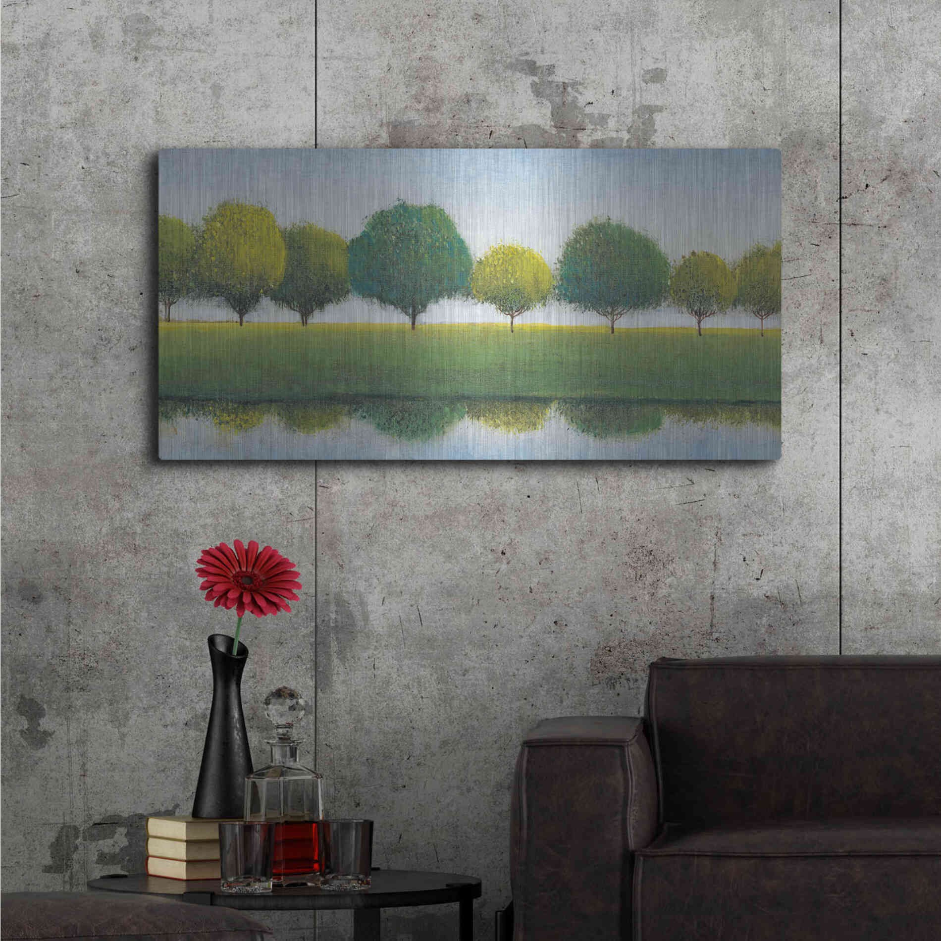 Luxe Metal Art 'Trees in a Line I' by Tim O'Toole, Metal Wall Art,48x24