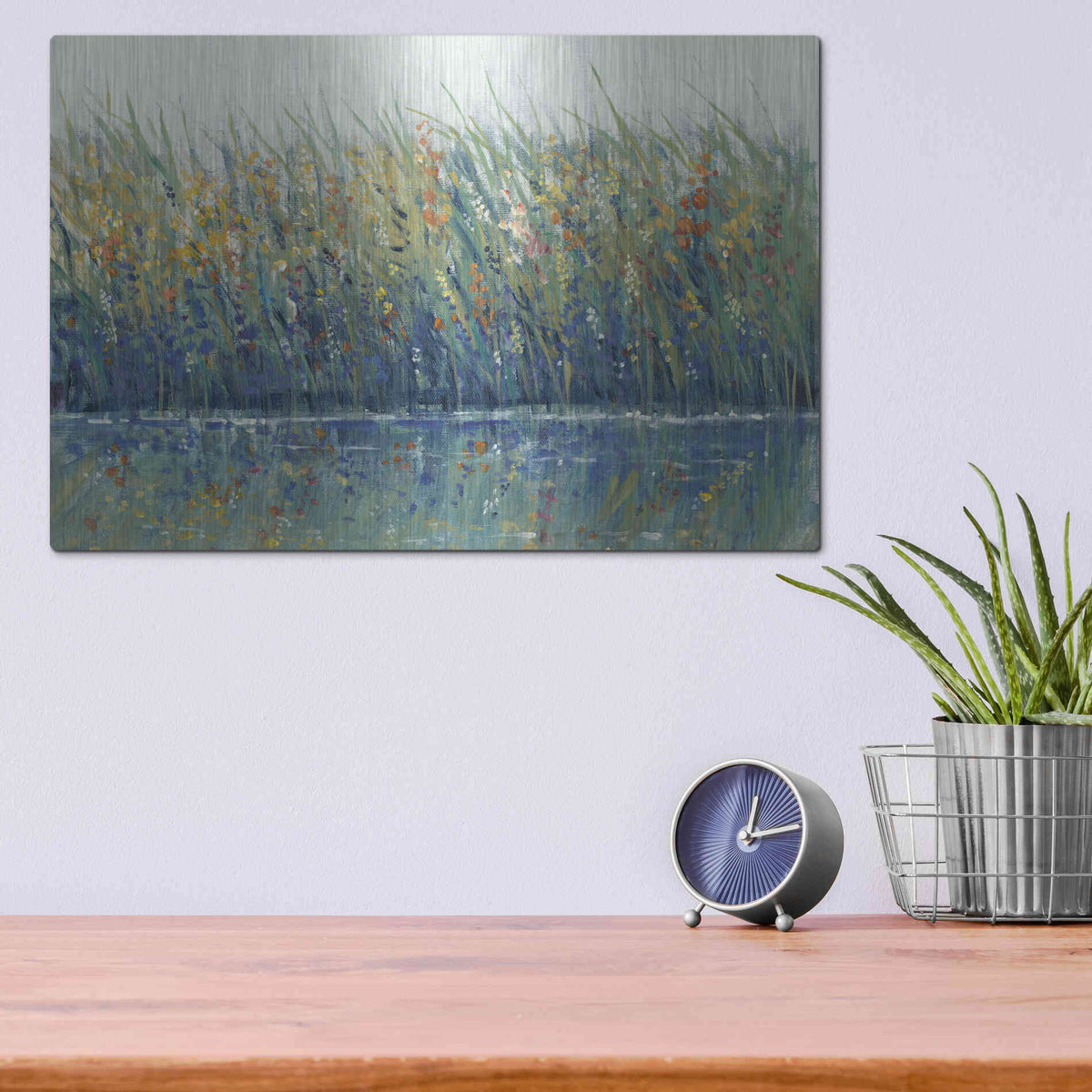 Luxe Metal Art 'Wildflower Reflection I' by Tim O'Toole, Metal Wall Art,16x12