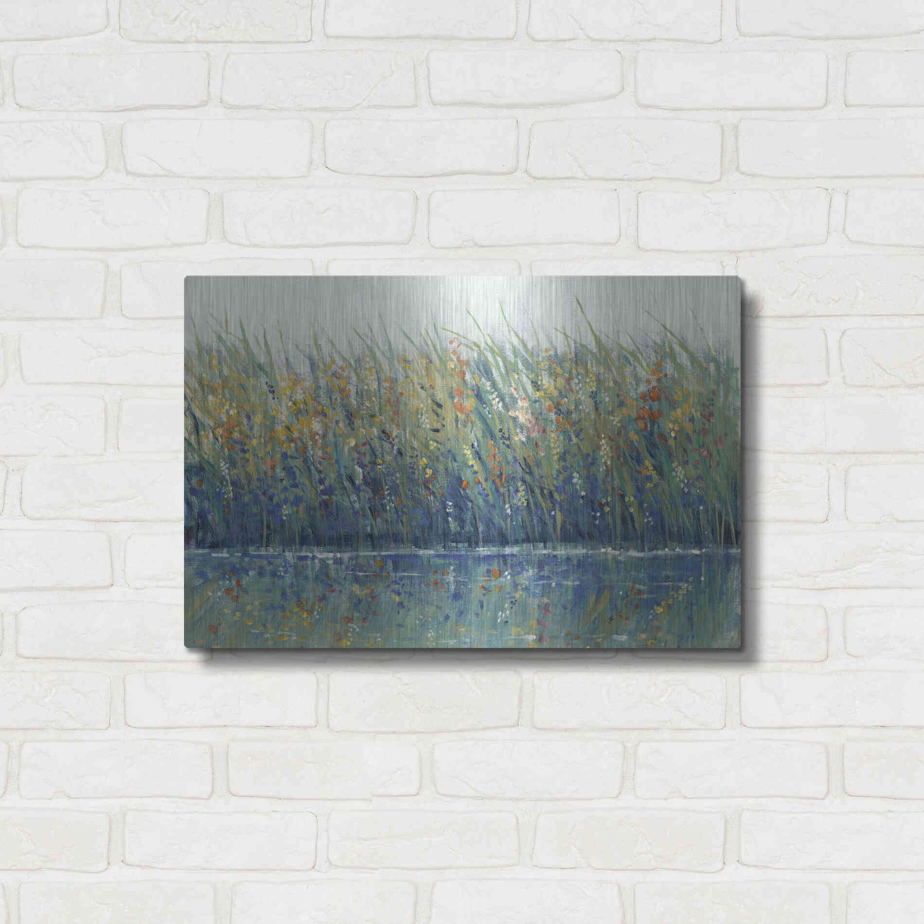 Luxe Metal Art 'Wildflower Reflection I' by Tim O'Toole, Metal Wall Art,24x16