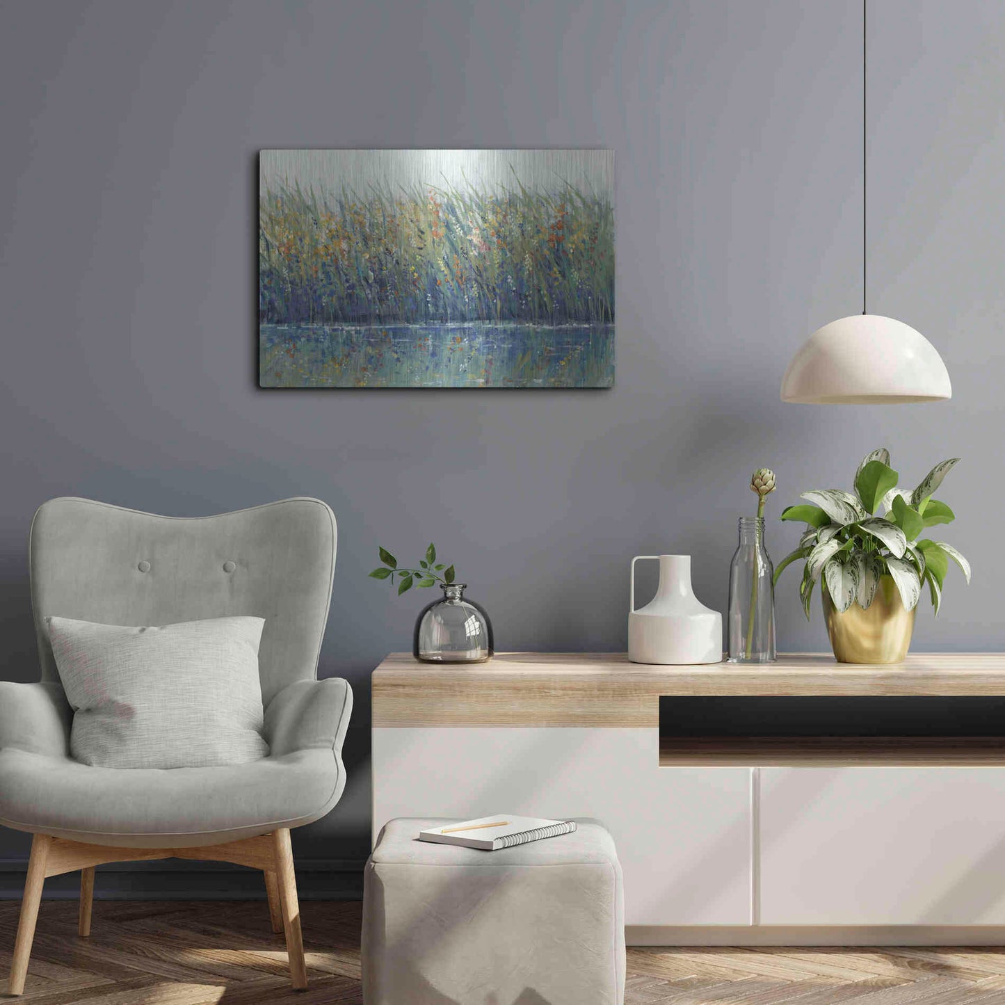 Luxe Metal Art 'Wildflower Reflection I' by Tim O'Toole, Metal Wall Art,24x16